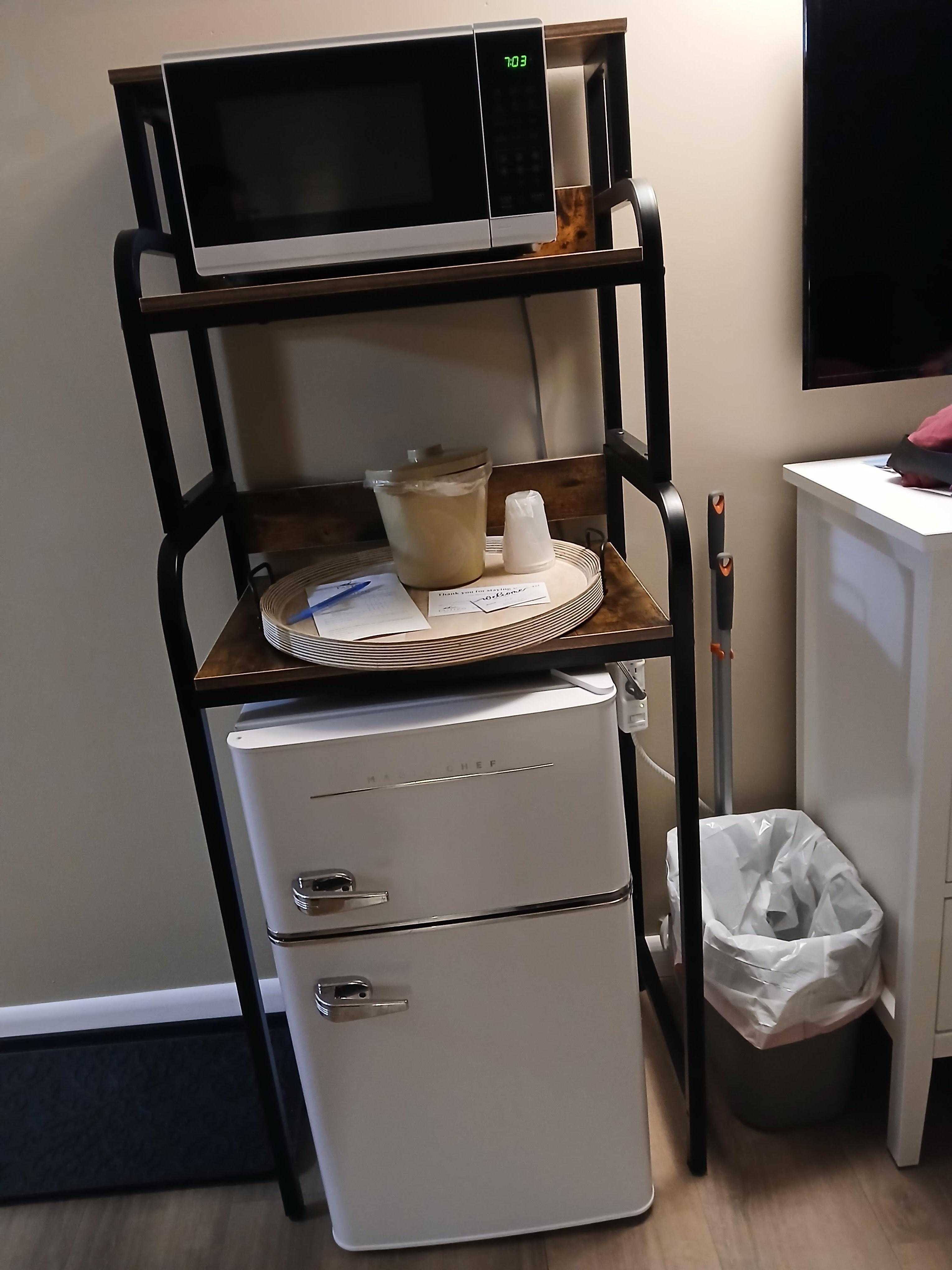 Microwave and fridge