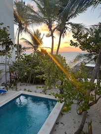 Looking out from 2nd floor at sunrise.