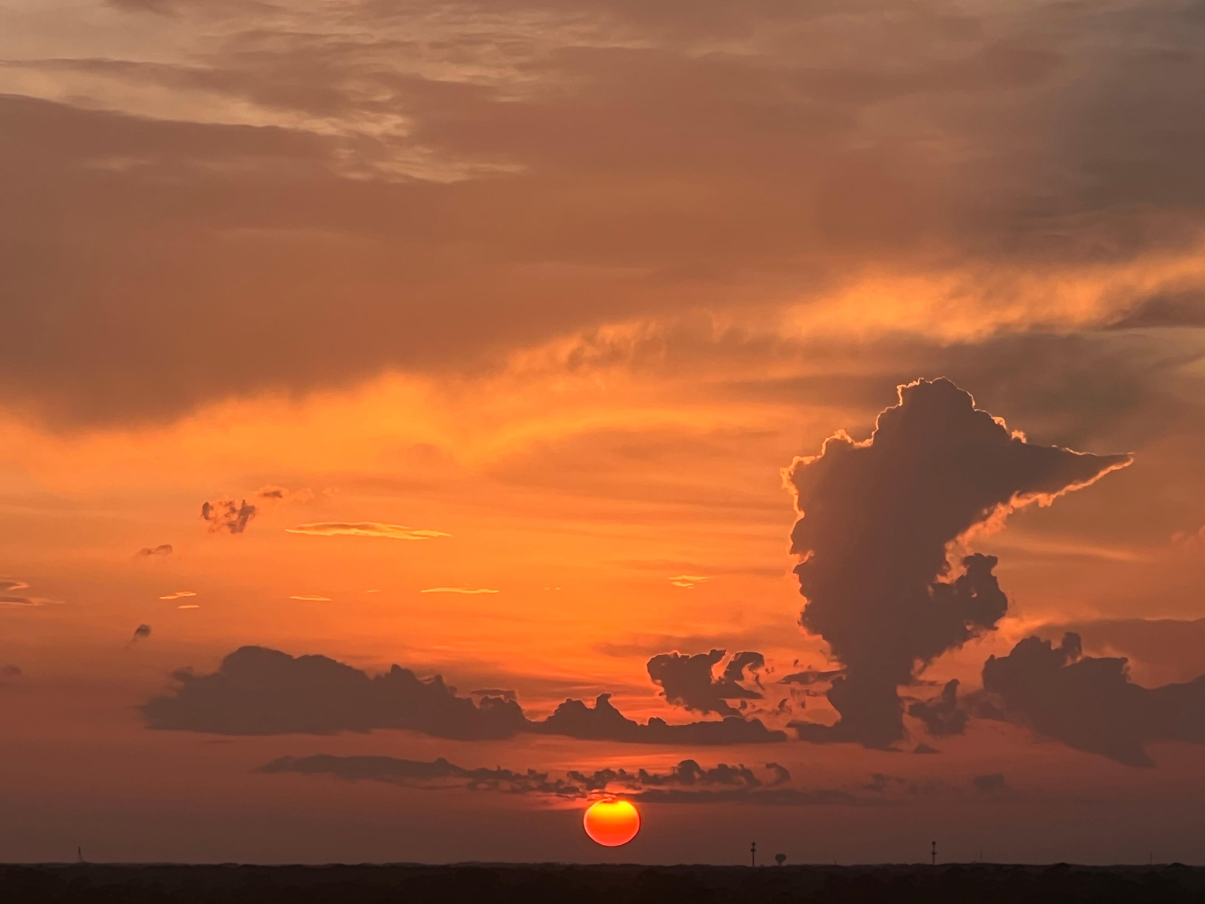 Sunset over orange beach from the balcony. 