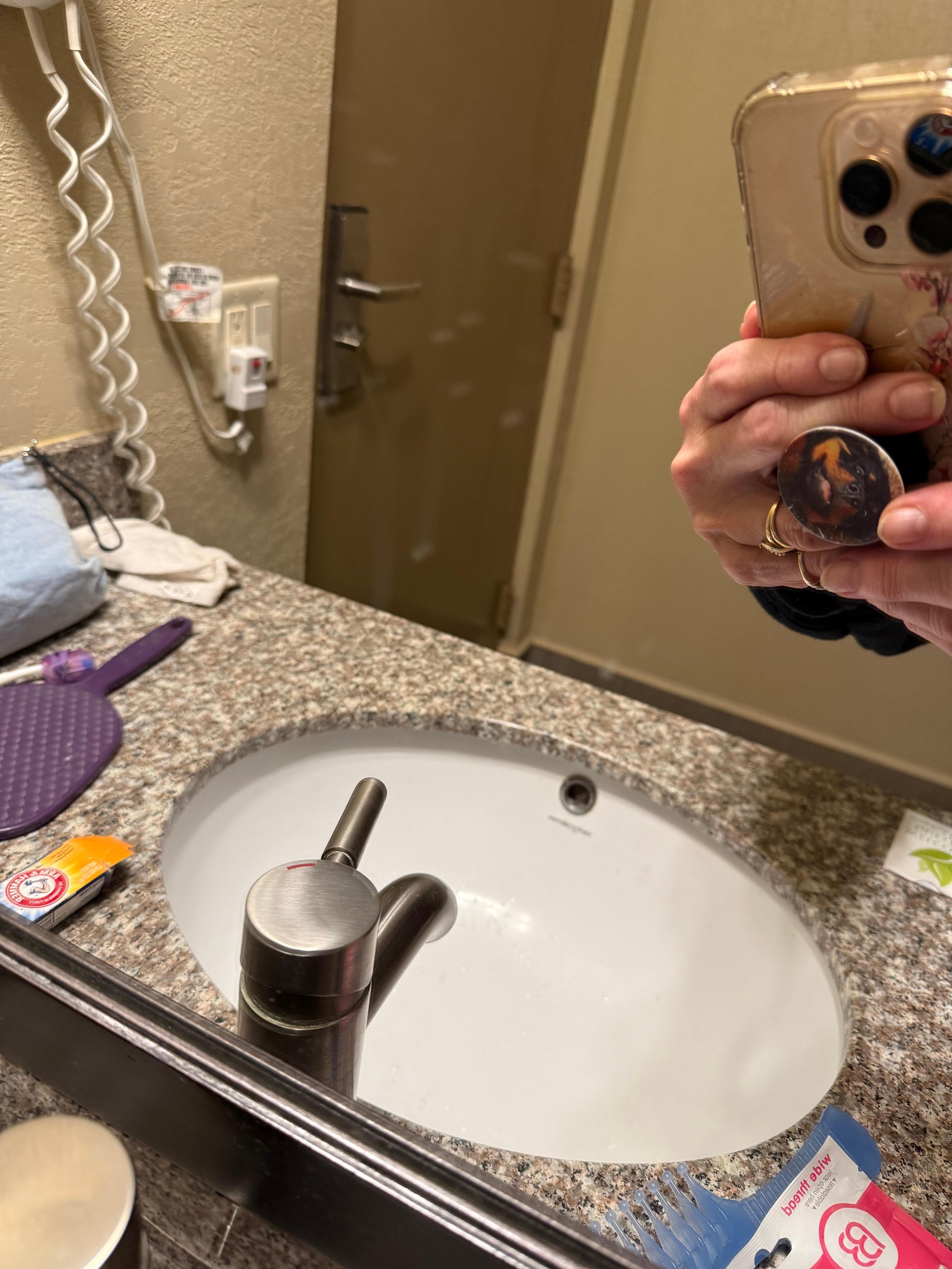 Splatters on the mirror oh and. No tissues in the room