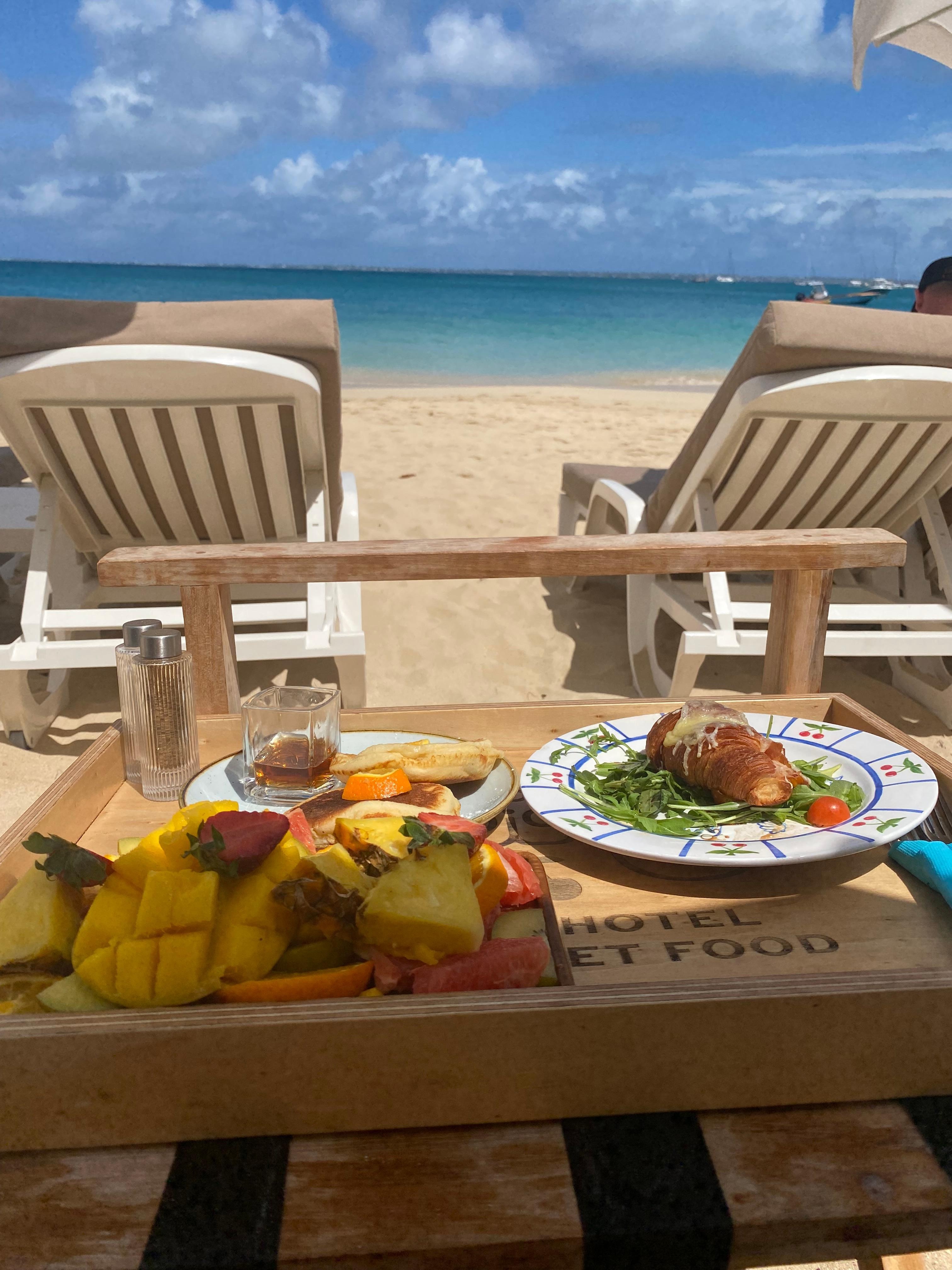 Breakfast on the beach at the hotel