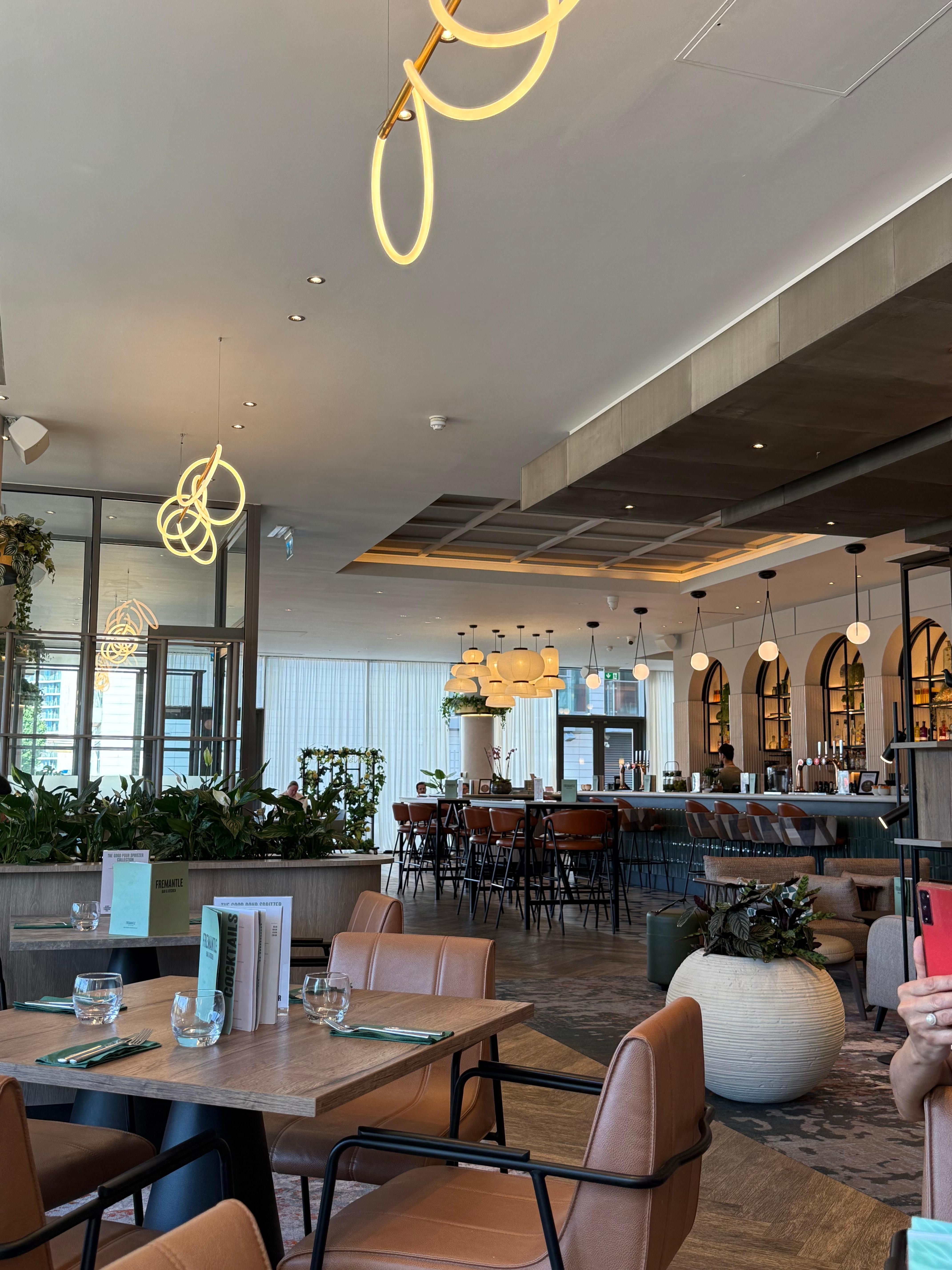 Beautiful natural colour palette dining area, with a great breakfast and friendly staff.