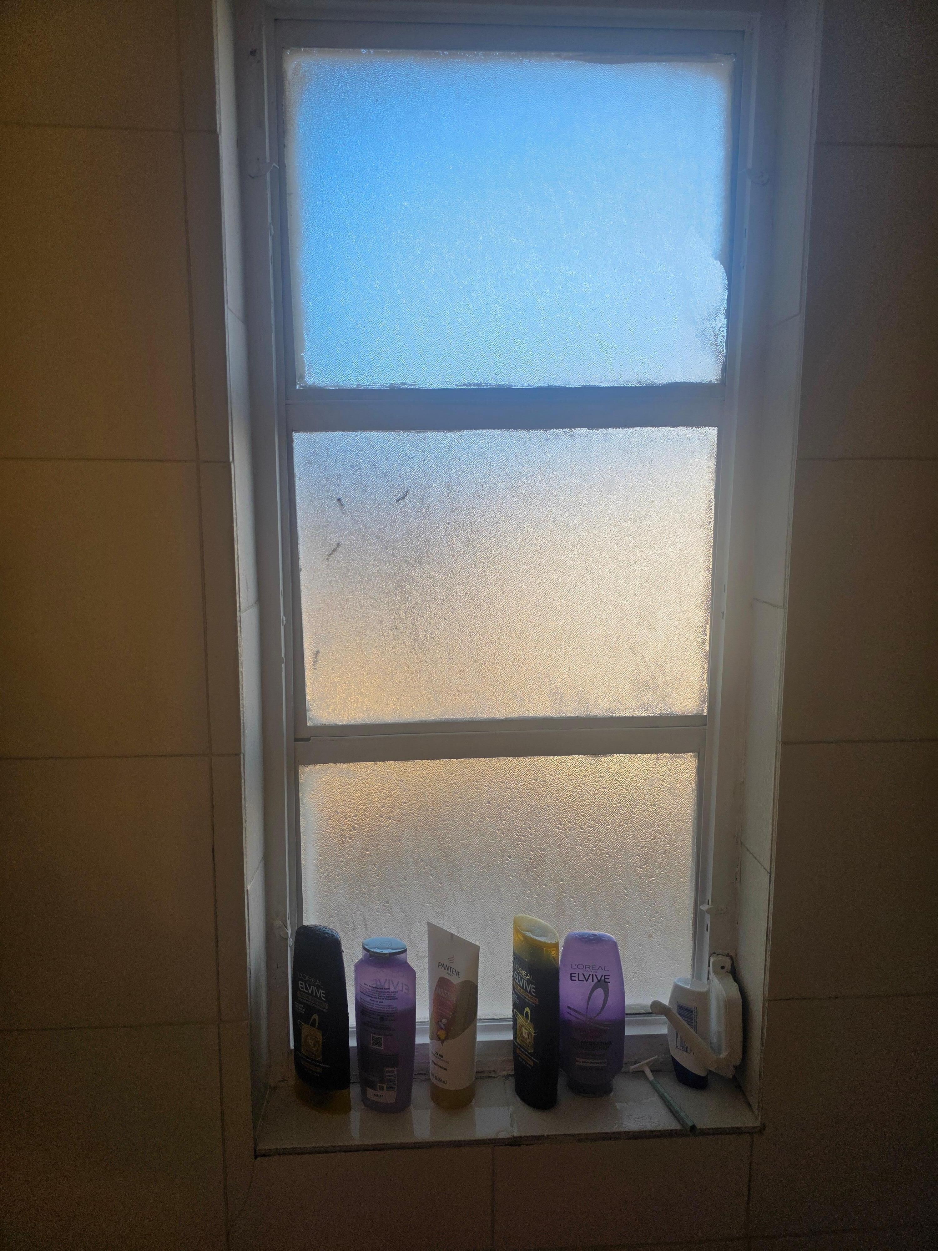 Window in master shower then could be opened right up from the outside