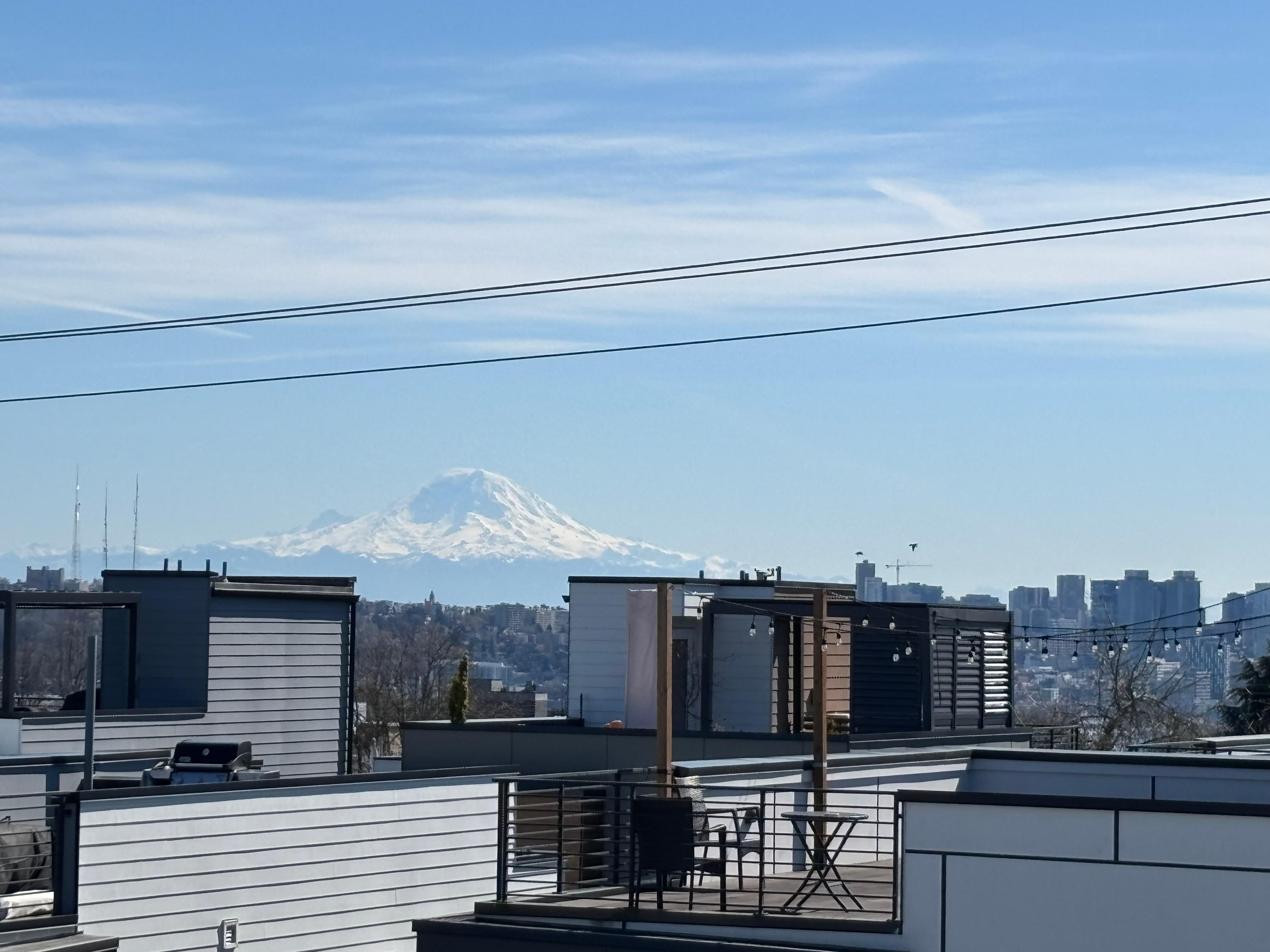Mt Rainer from the rooftop seating area 