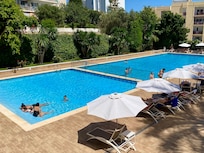 The pool, never crowded.