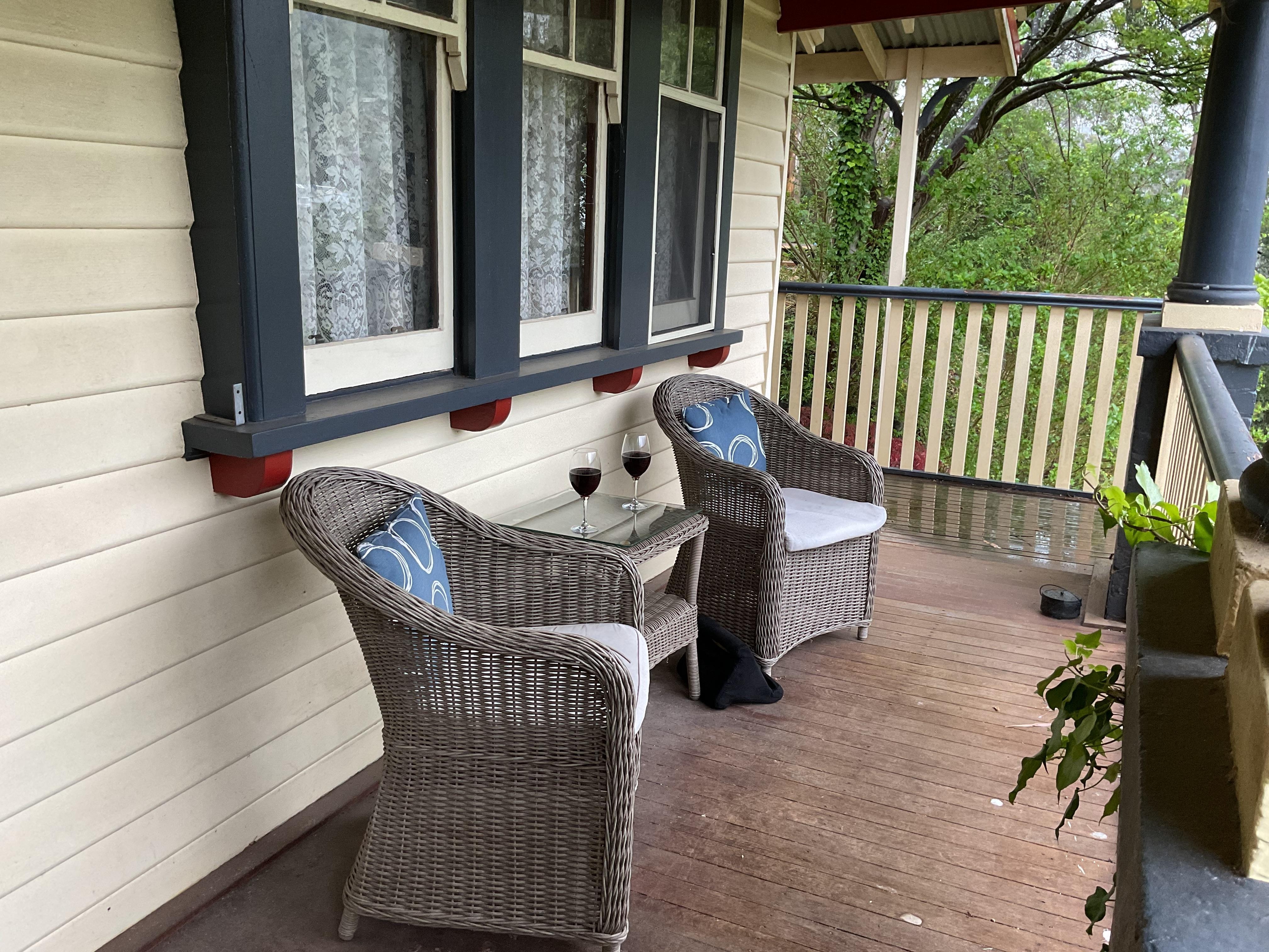 Front veranda with very comfortable chairs