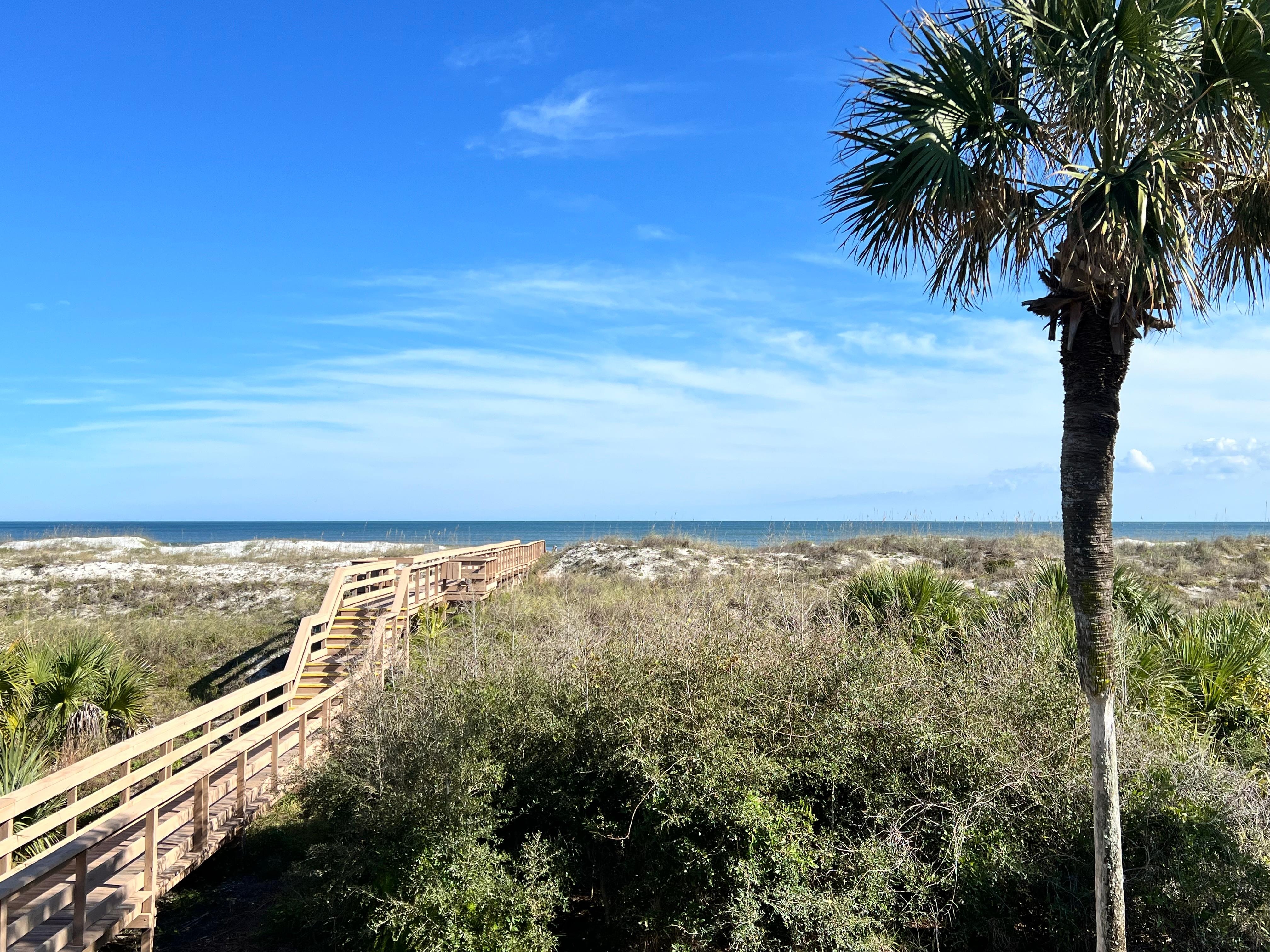 View from Balcony—walkway to the beach 