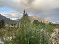 Rainbow out one of the windows in our room at Lamphouse by Basecampt on our first night -June 25