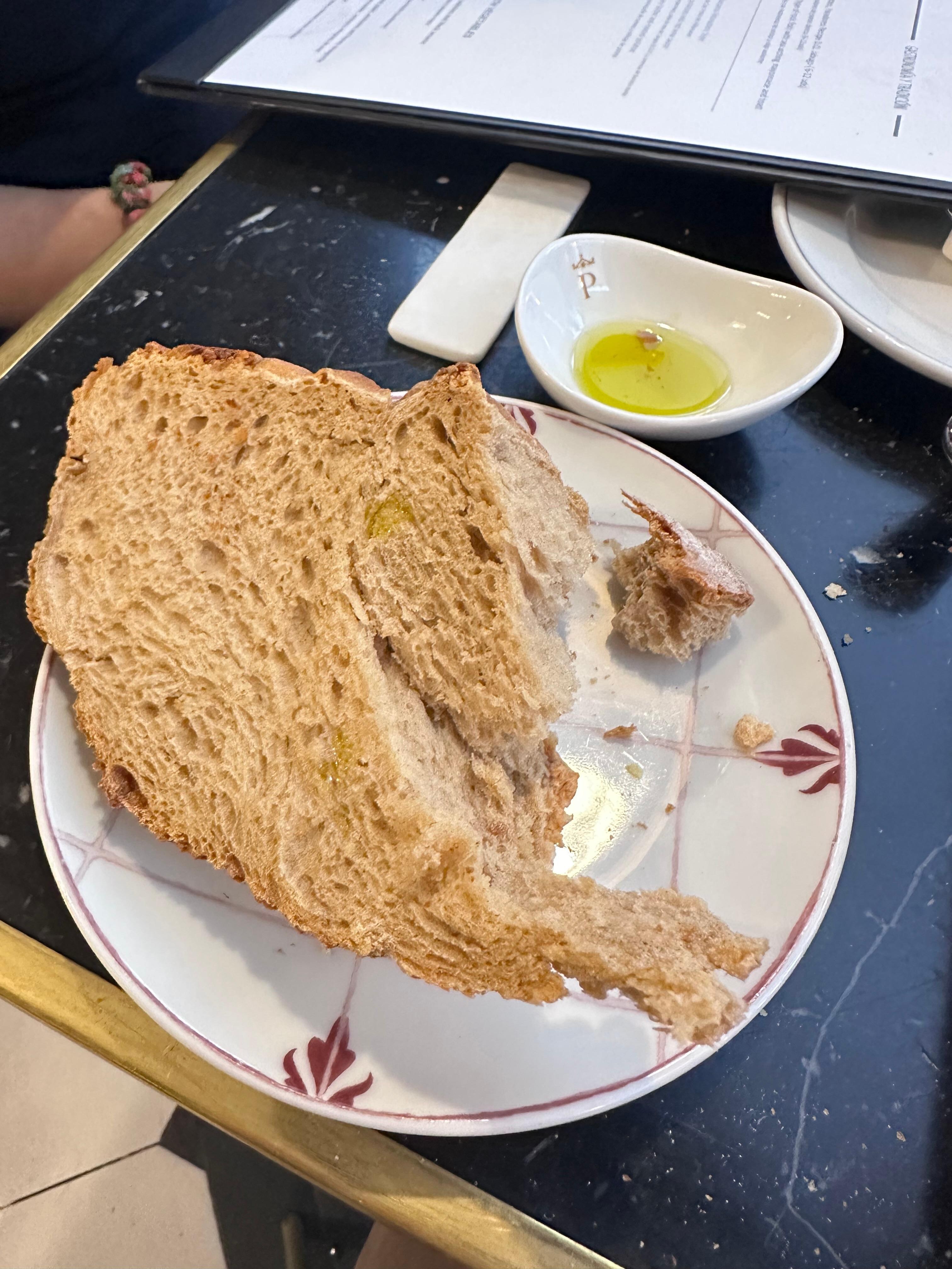 Nice fresh bread but the olive oil serving is tiny