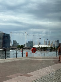 The O2 across the water and the cable cars are only a 3min walk from the hotels lobby.