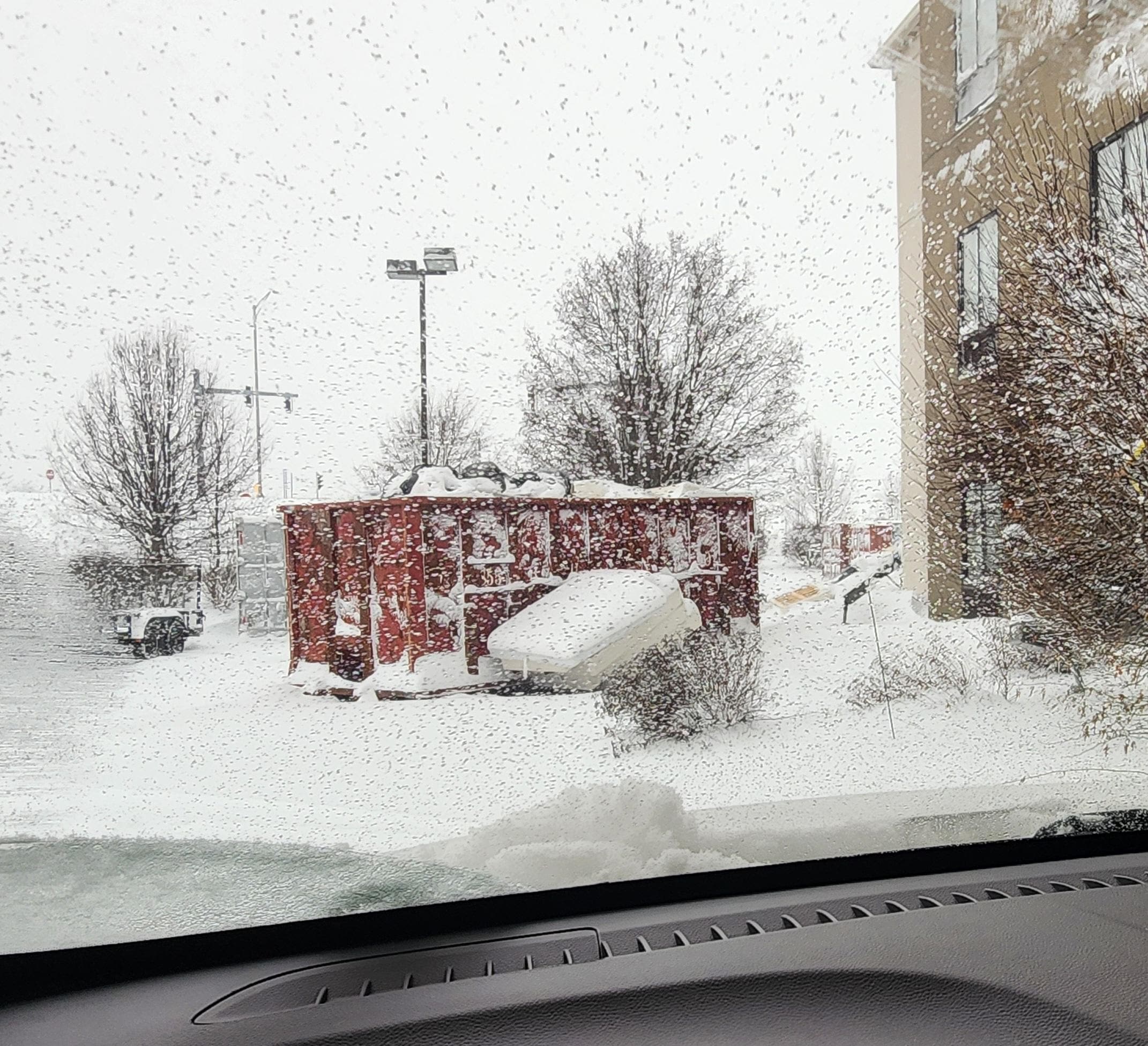 Parking lot construction and no clean walkways or parking spots