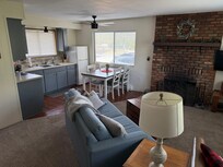 Open living area and kitchen