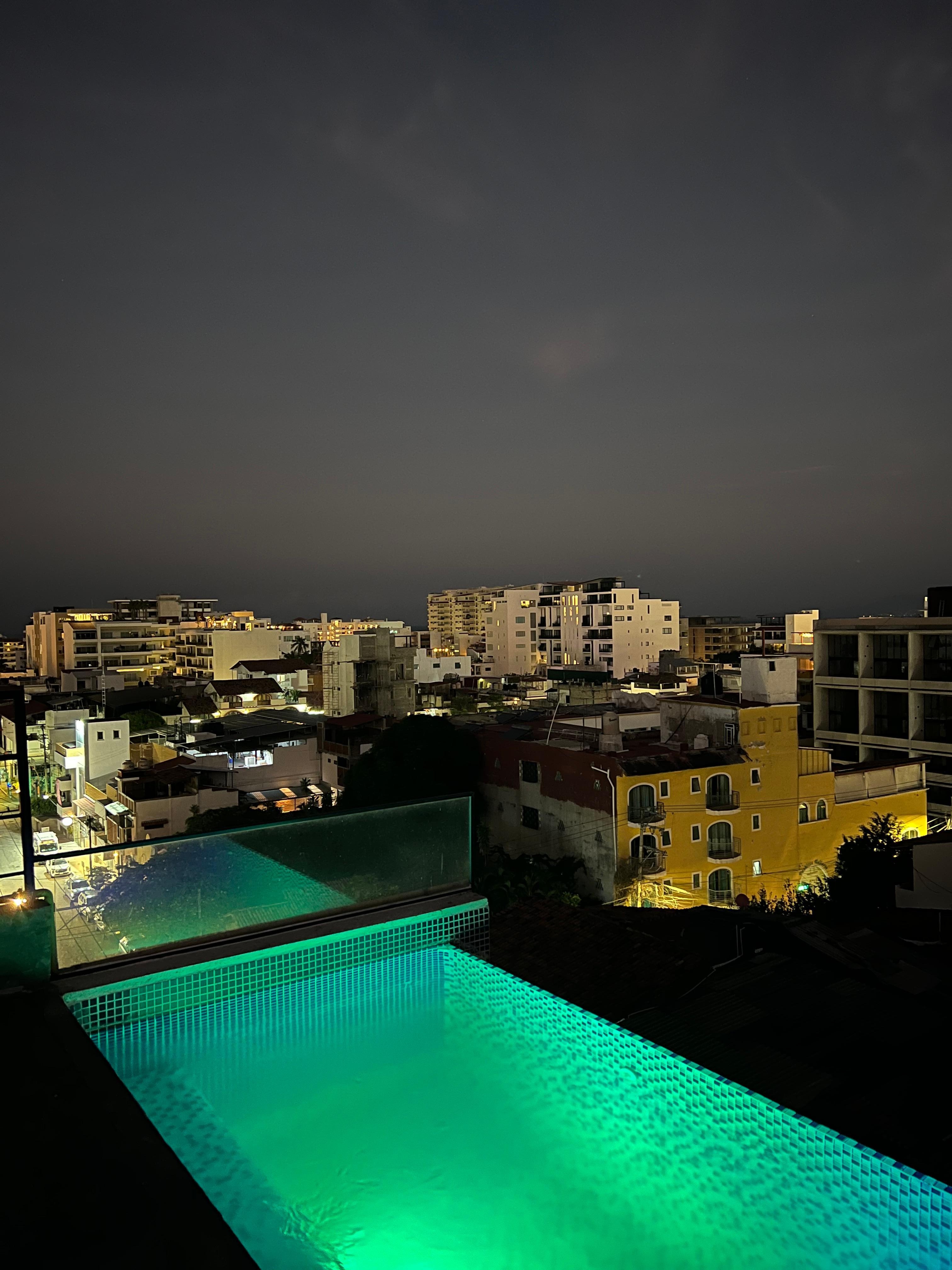 Pool at night from roof top 