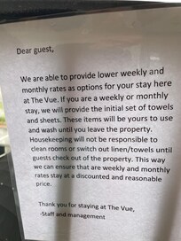 Lack of housekeeping serviced