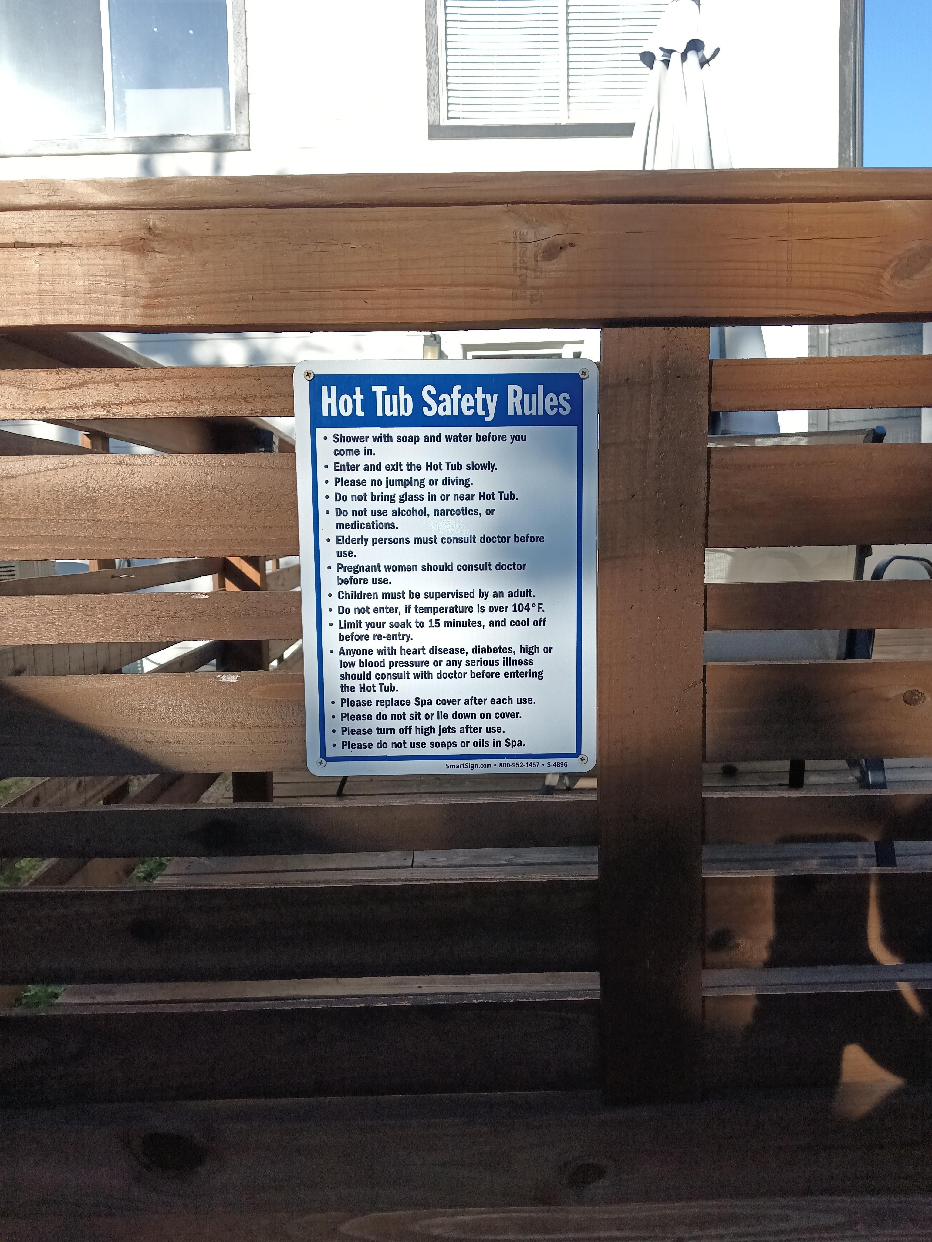 Hot tub rules but no hot tub