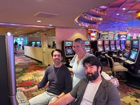 Hitting the machines at nearby Caesar’s Republic Casino!
