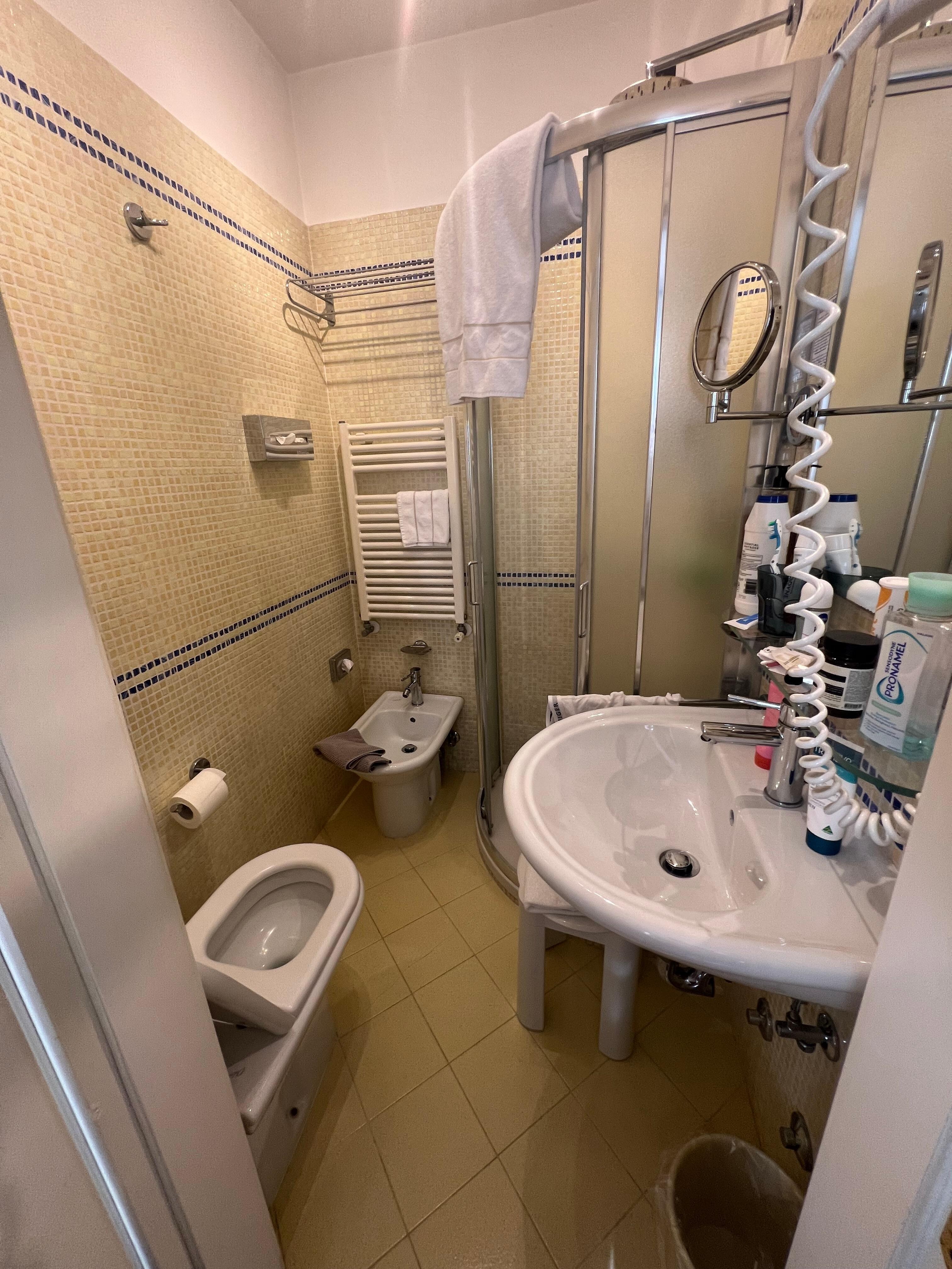 The bathroom was small but serviceable 