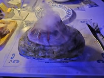 Seafood pasta in Mt vesuvius ceramic