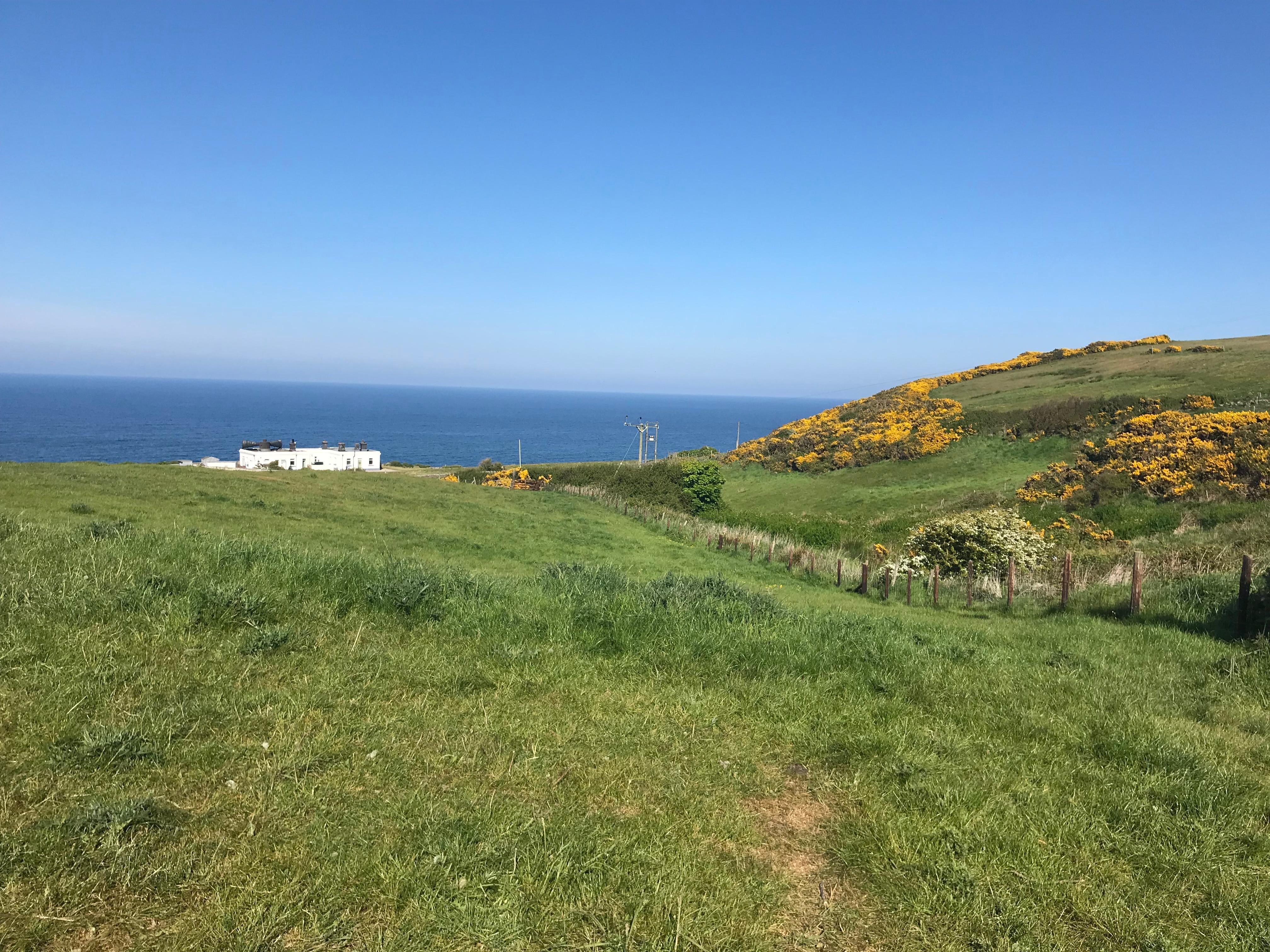 The view from the cosy garden.  A short walk to the coastal path