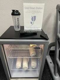 Super cooled minty cooldown towels in the gym
