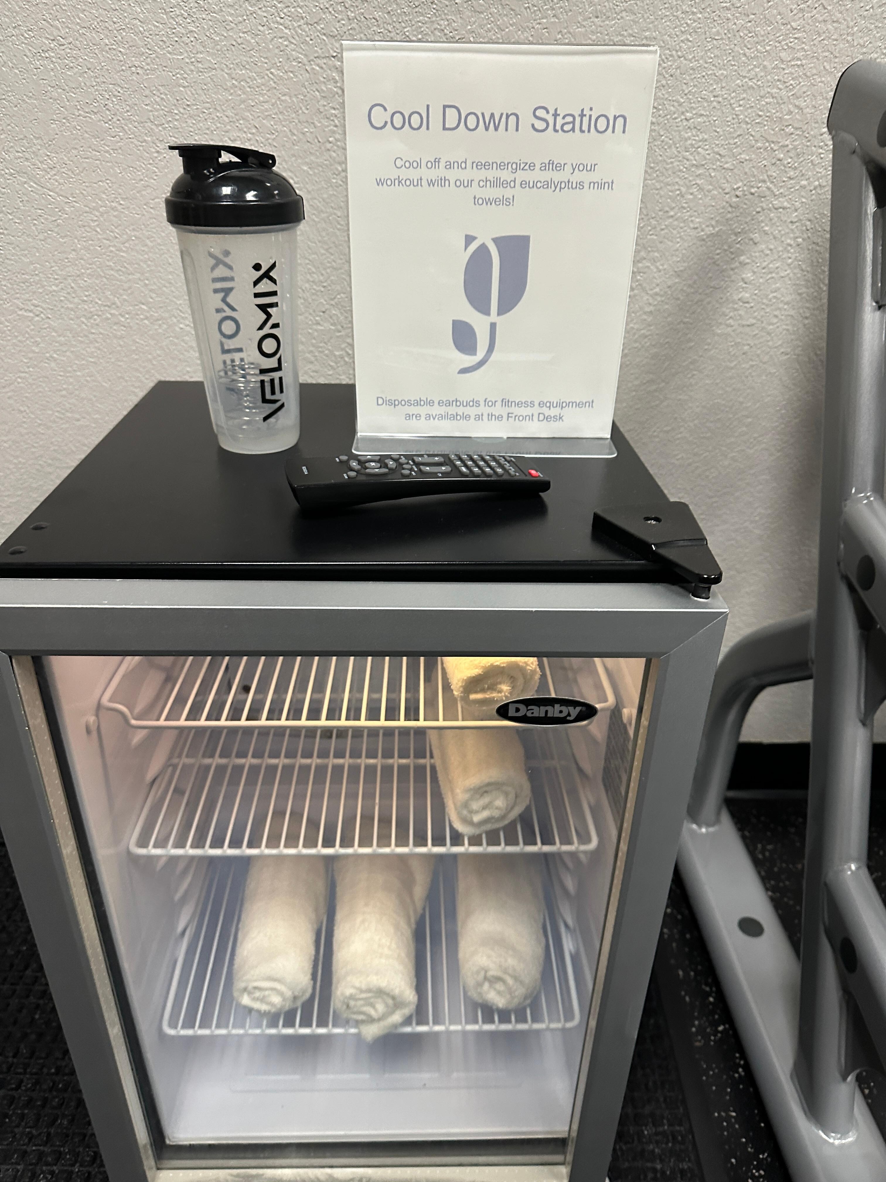 Super cooled minty cooldown towels in the gym