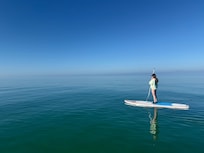 Paddle boarding from the house in the morning with boards rented from Boats & Fun on the island