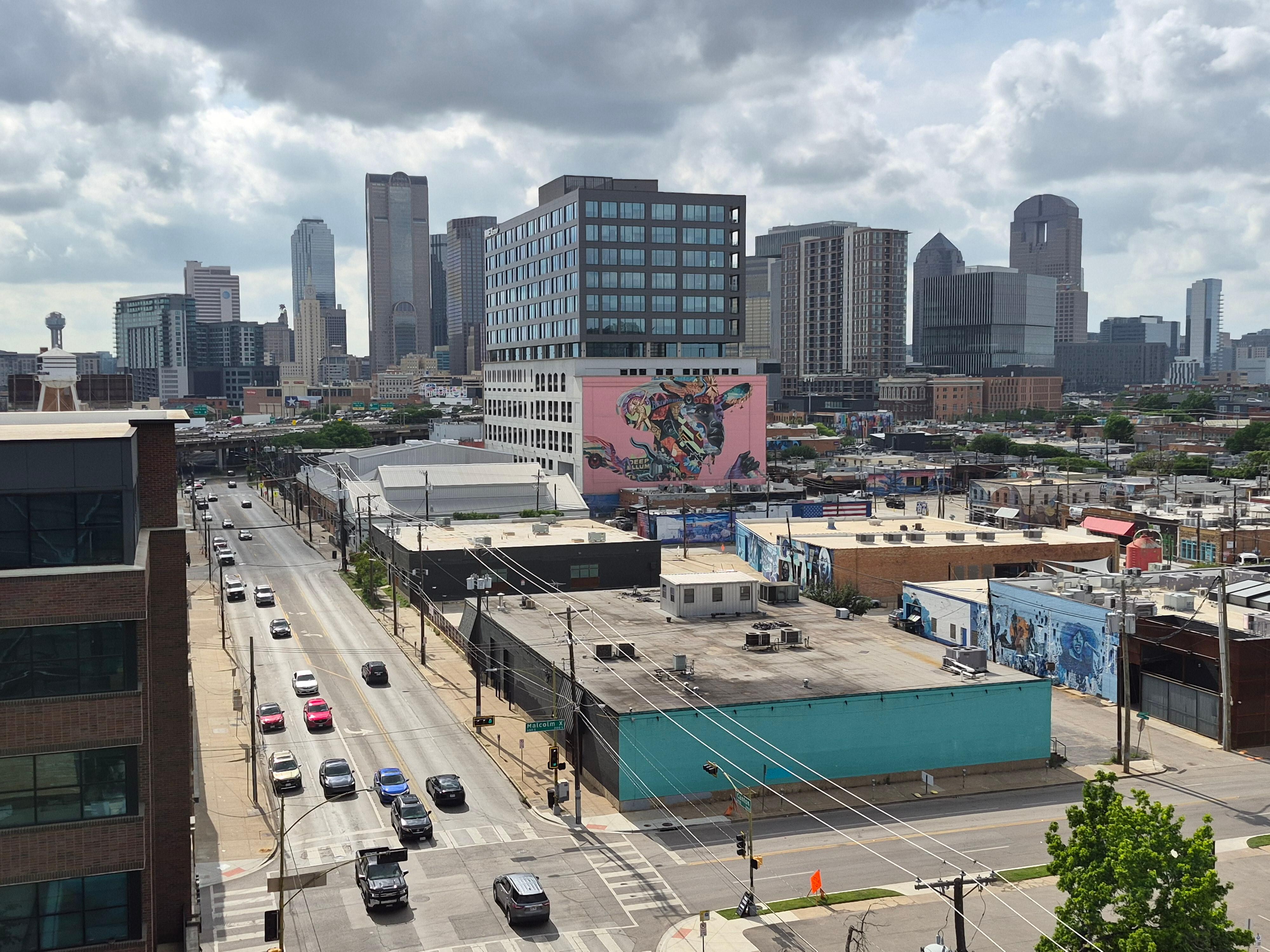 Rooftop view of city skyline 
