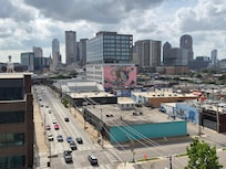 Rooftop view of city skyline