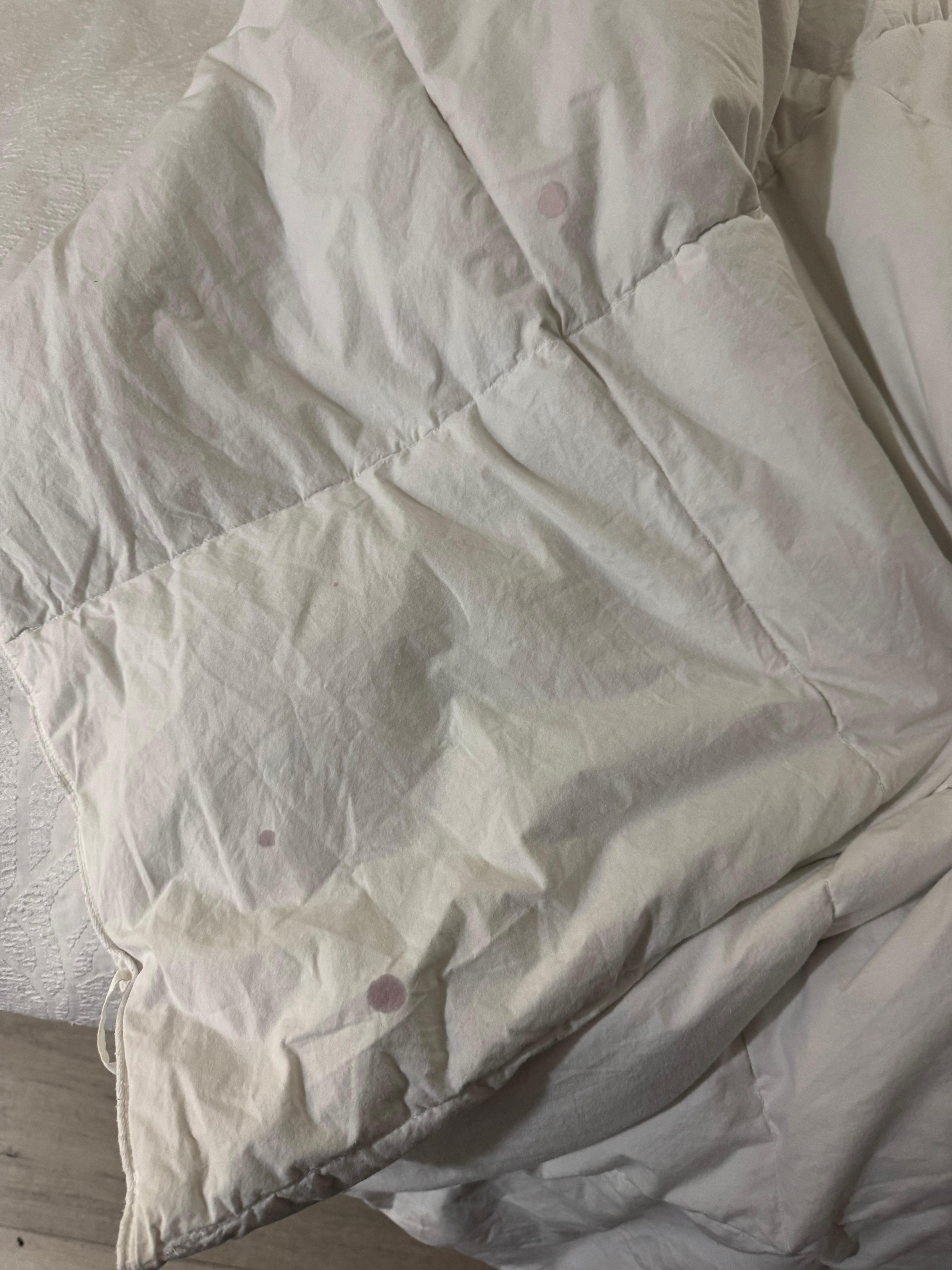 Stains on comforter. 