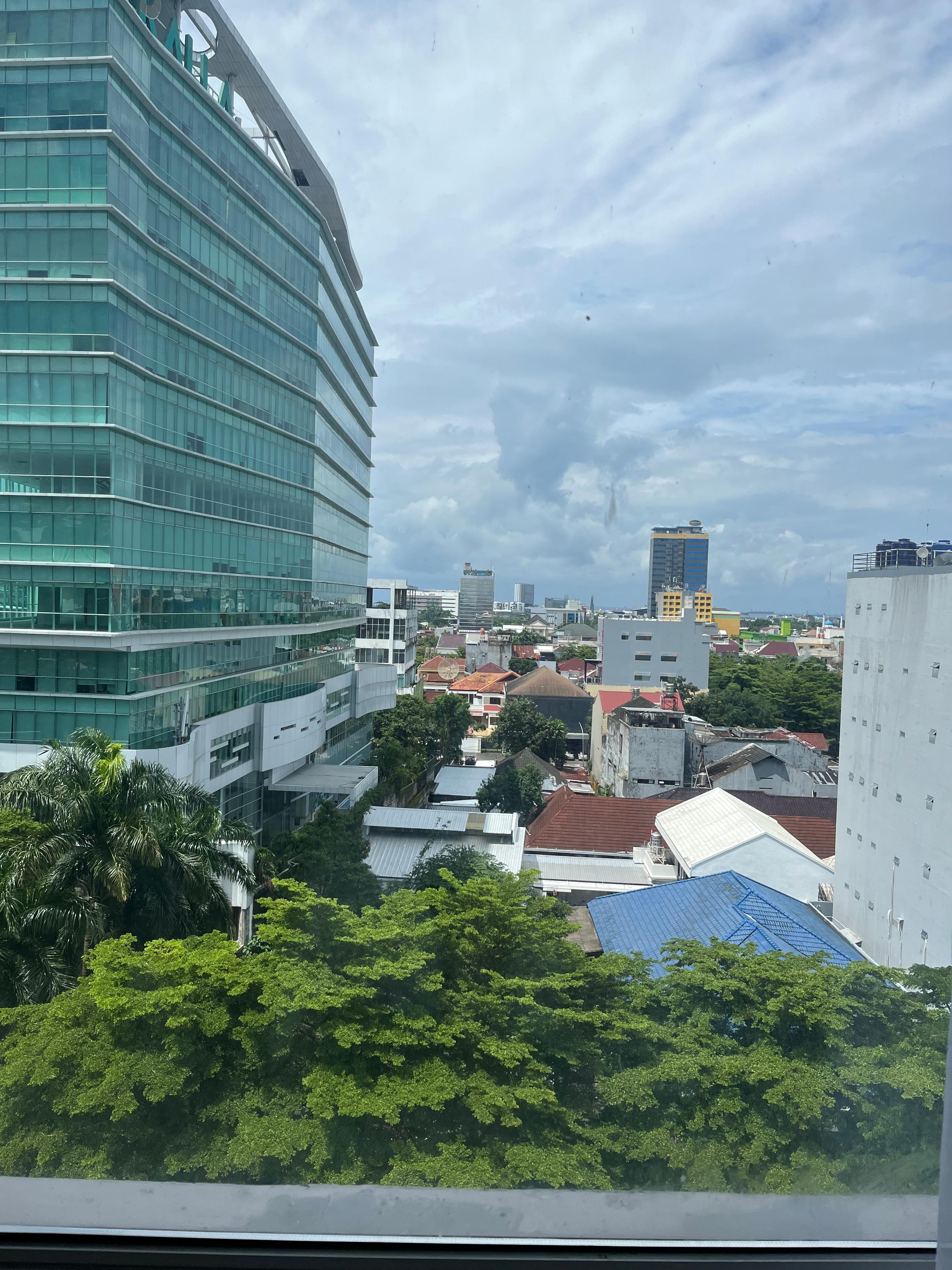 View from room 
Busy road in front of hotel