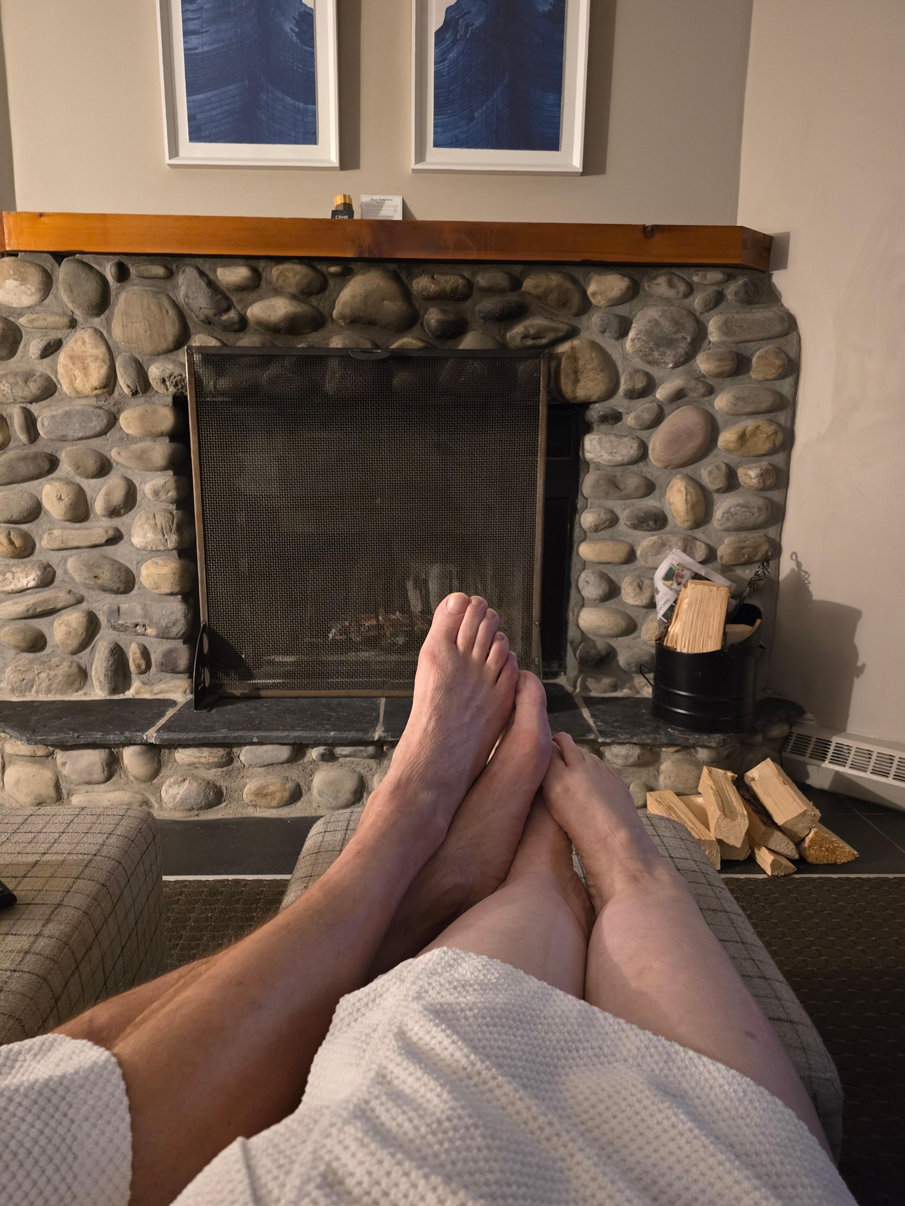 Relaxing on the oversized and comfy sofa 
