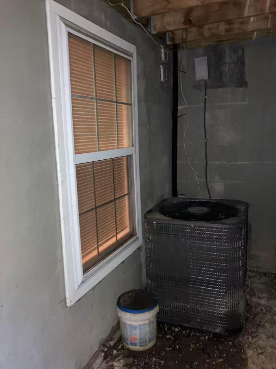 the outside of the only one window in the bedroom