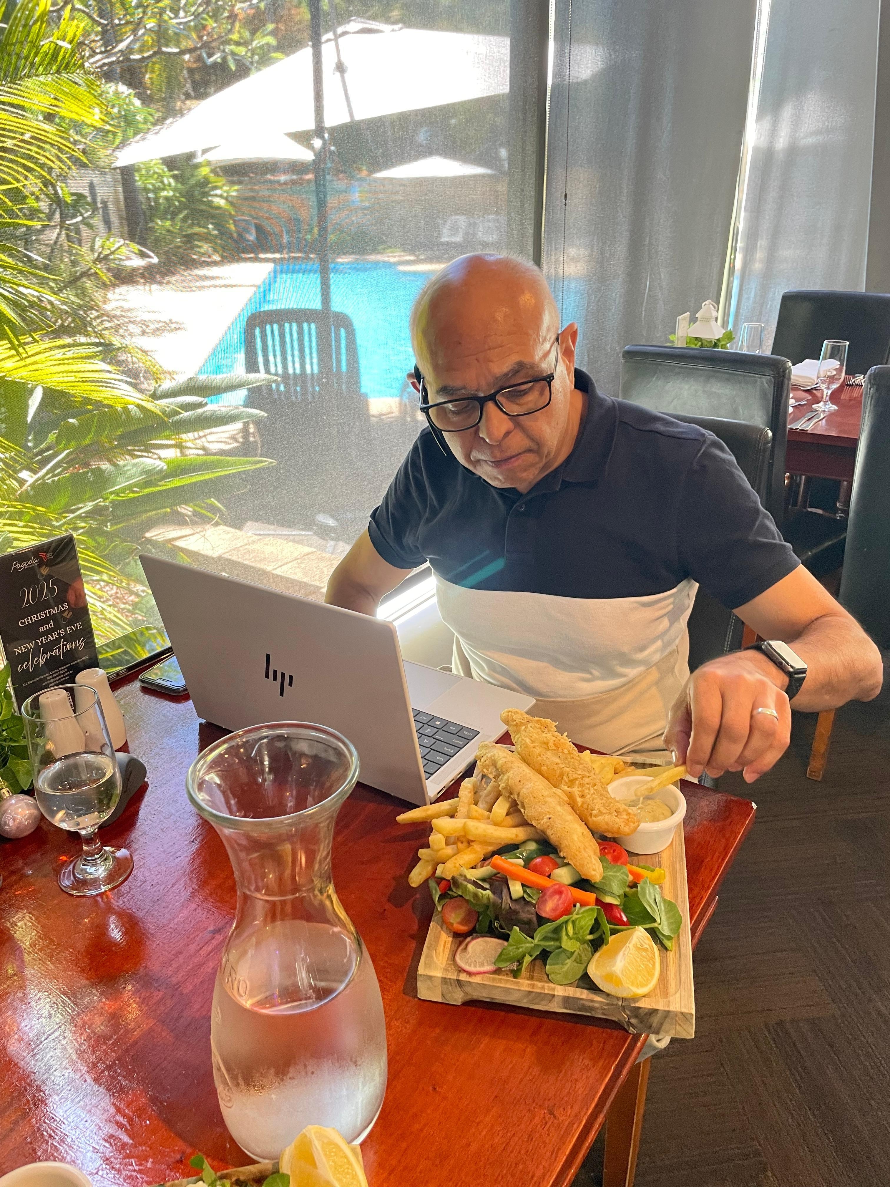 Last day of WFH while enjoying a beautiful fish and chips. 