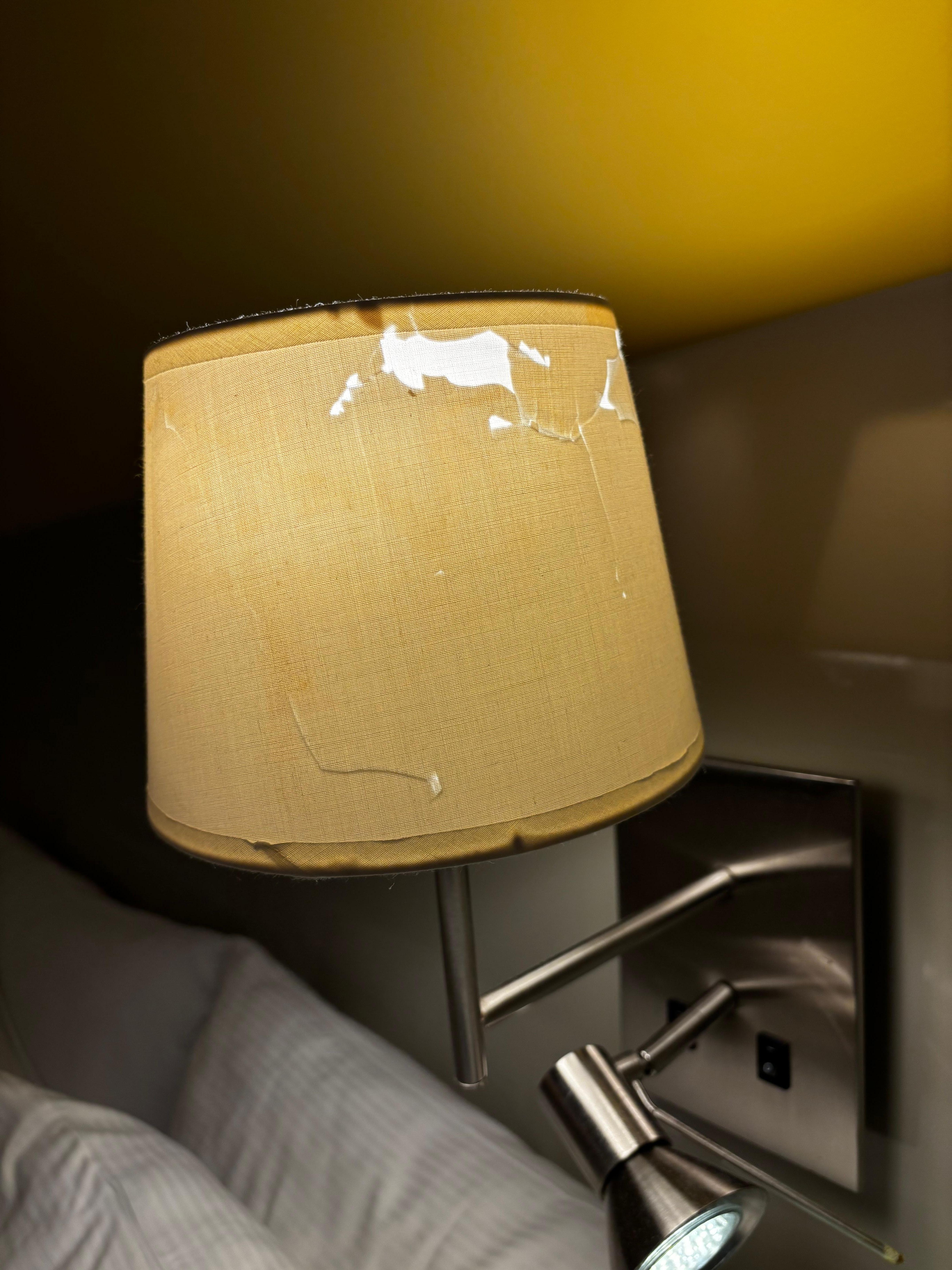 Broken bed lamp shade