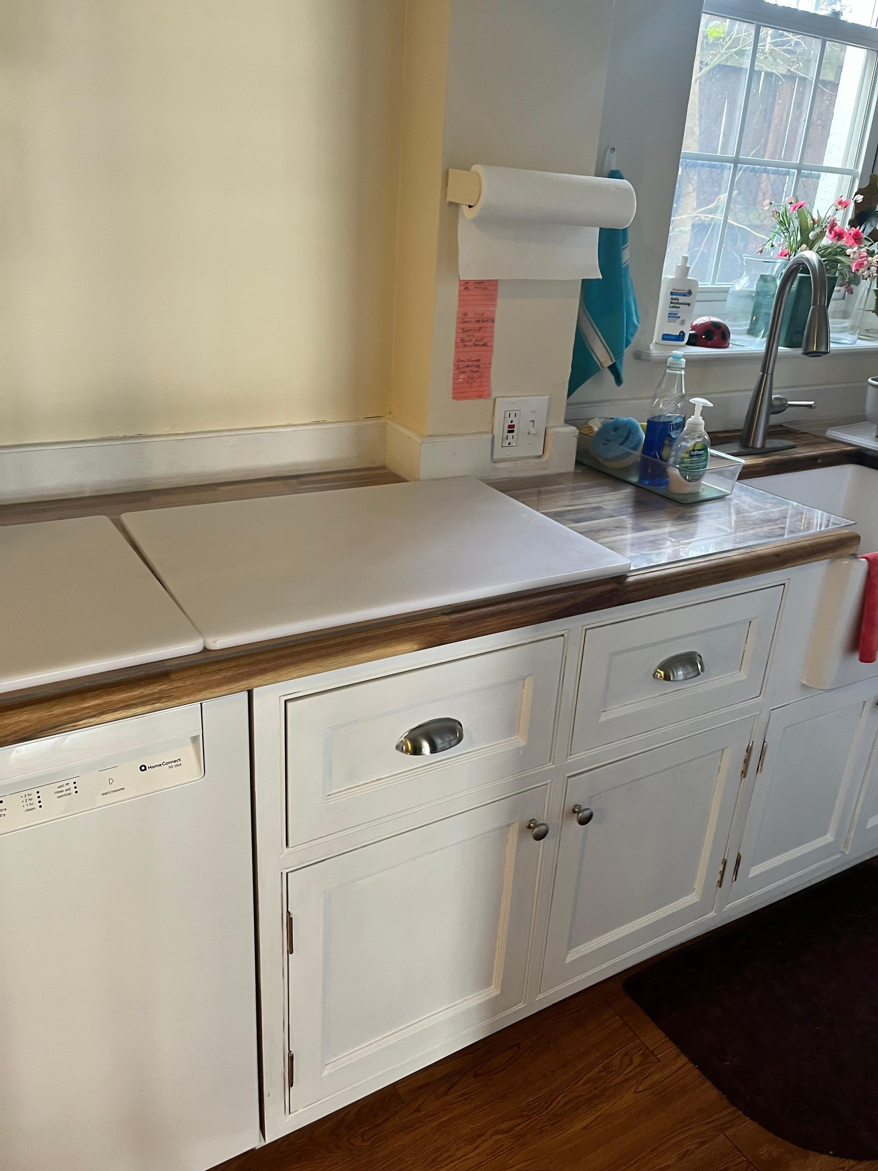 New kitchen dishwasher and counter boards