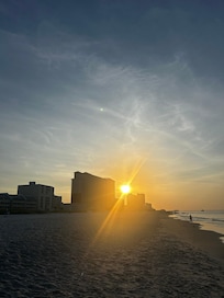 Beautiful sunrise our first morning on the beach