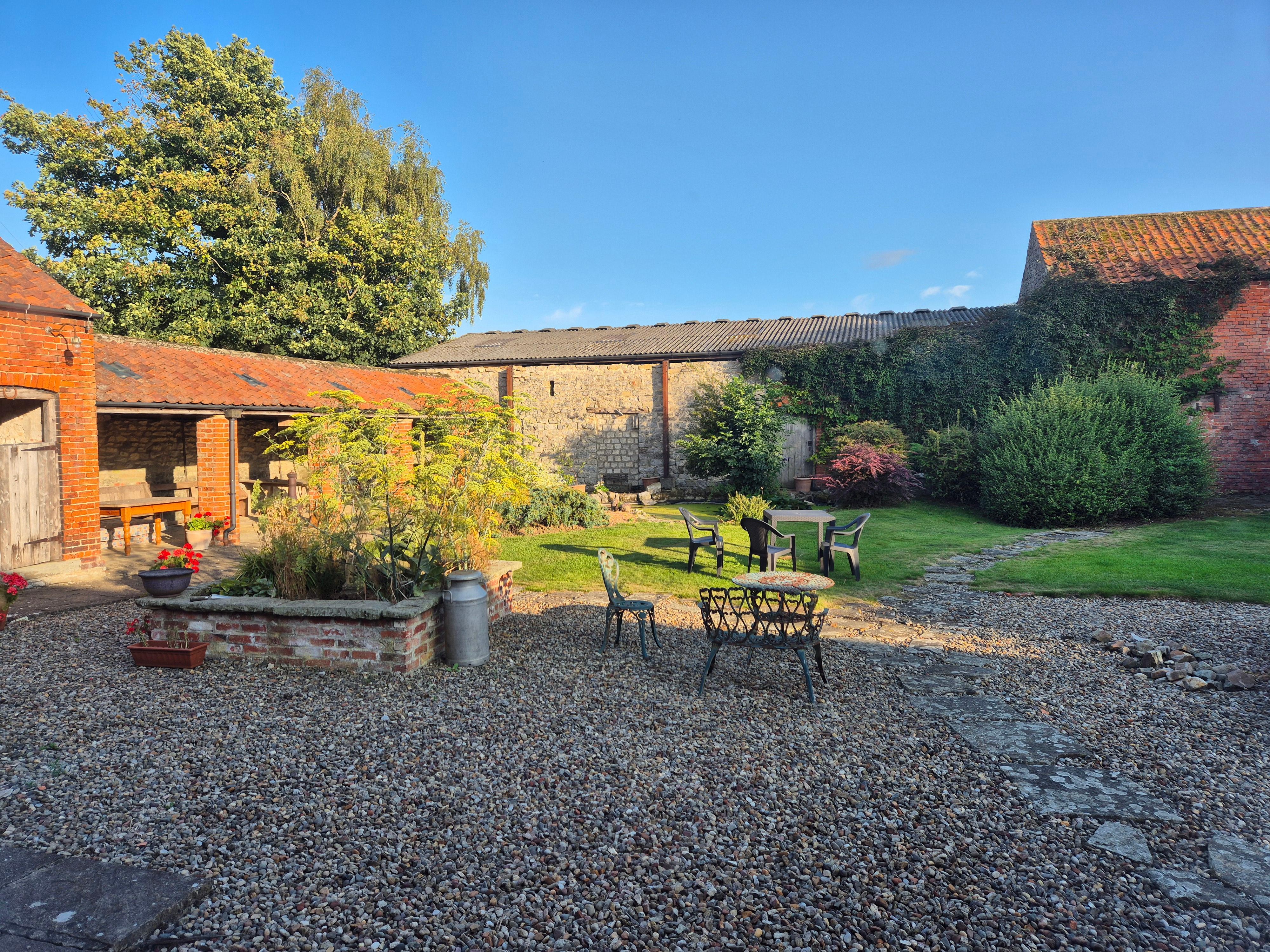View of the courtyard from the living room window. 
