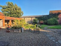 View of the courtyard from the living room window.