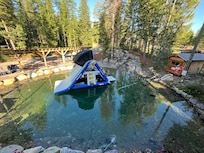 This is the “pool” … it was just a slide raft in the middle of a tiny pond.