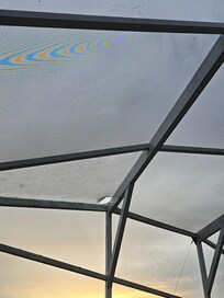 Holes in the top of the outdoor bug enclosure.