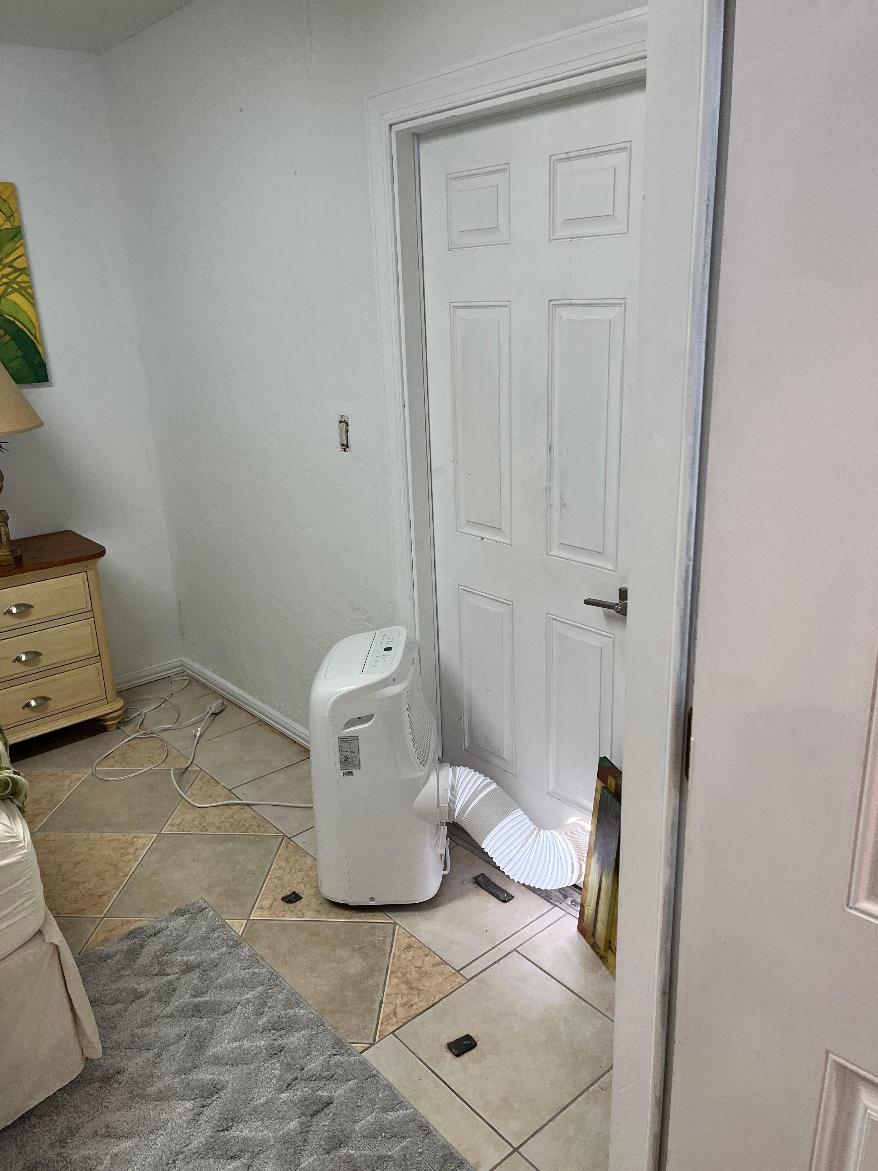 Air conditioning to outside with daylight shining in