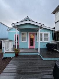 Backyard patio view.