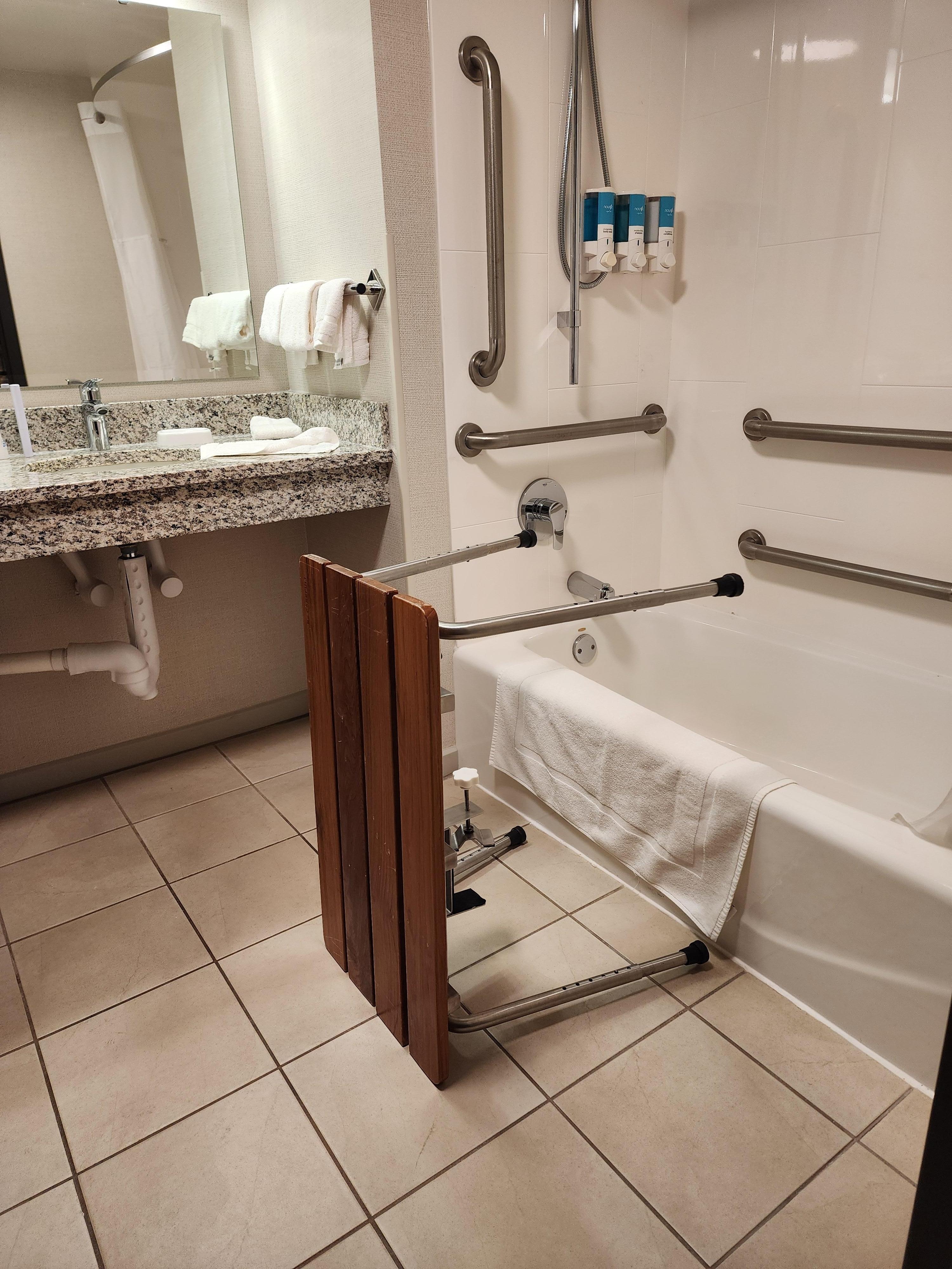 Shower chair which had to be close in order to reach the soap, etc.