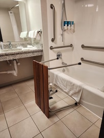 Shower chair which had to be close in order to reach the soap, etc.