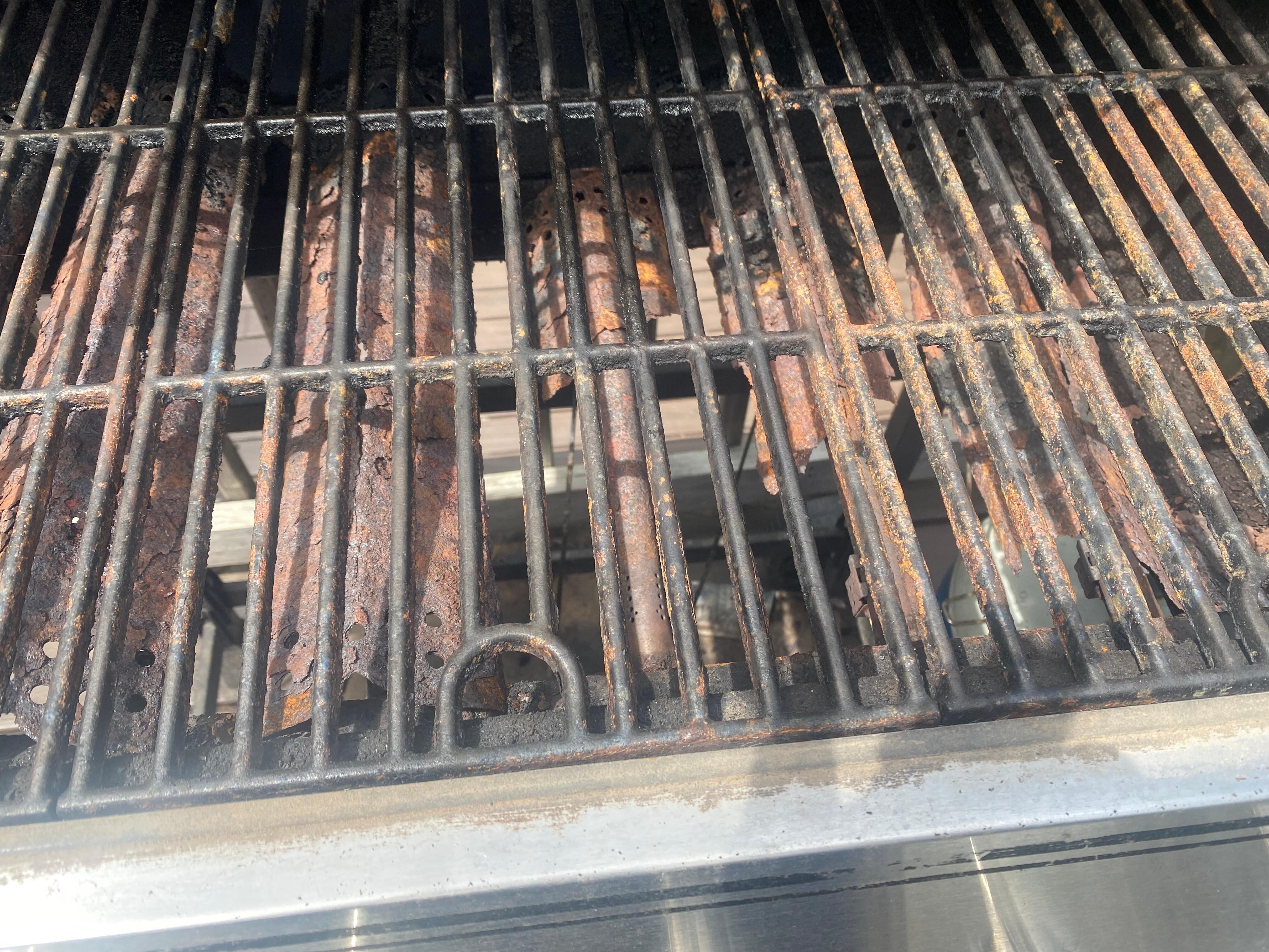 Rusted out grill see the deck below