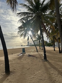 Sunrise at the beach across the street