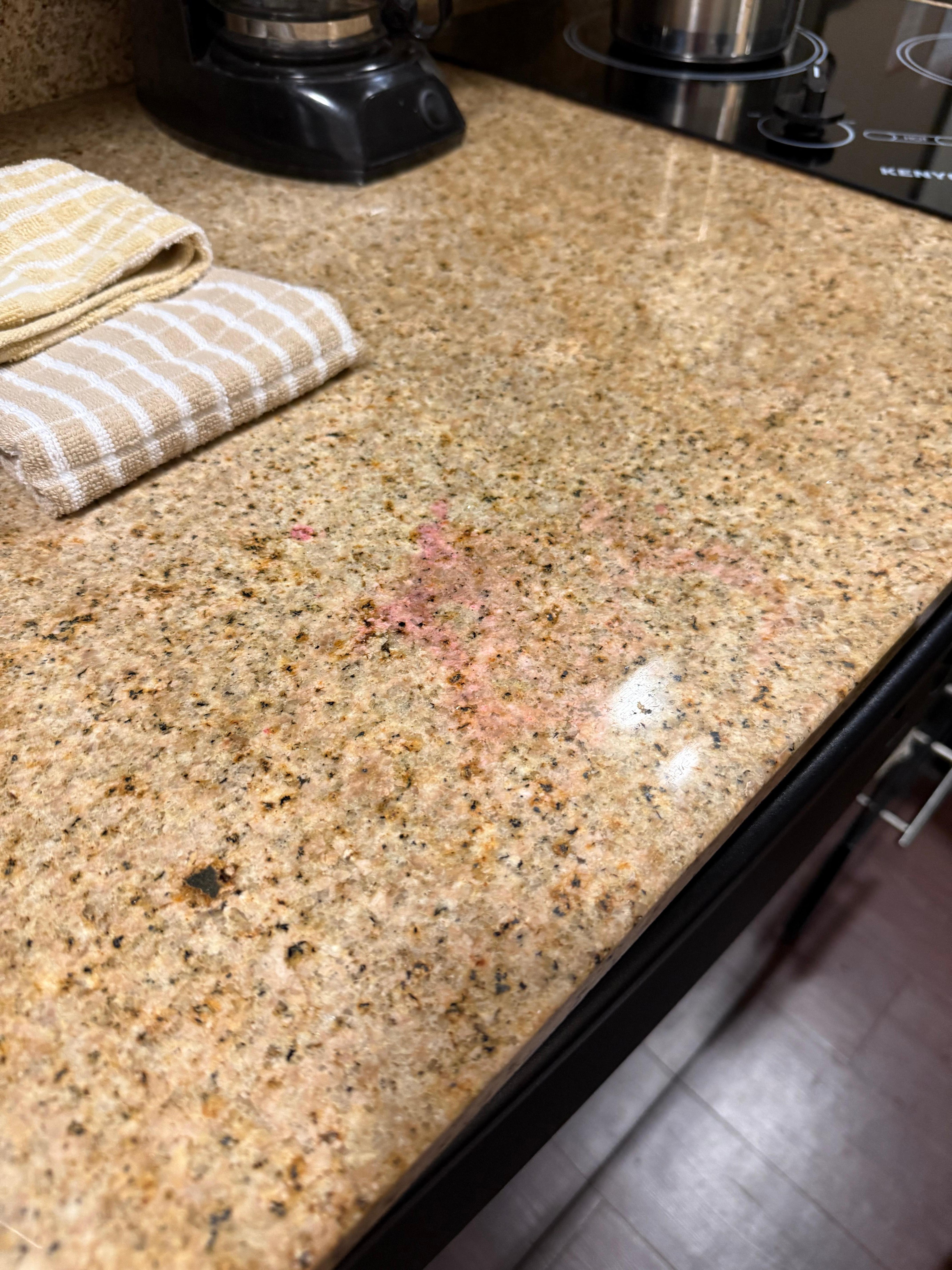 A sticky substance on the counter