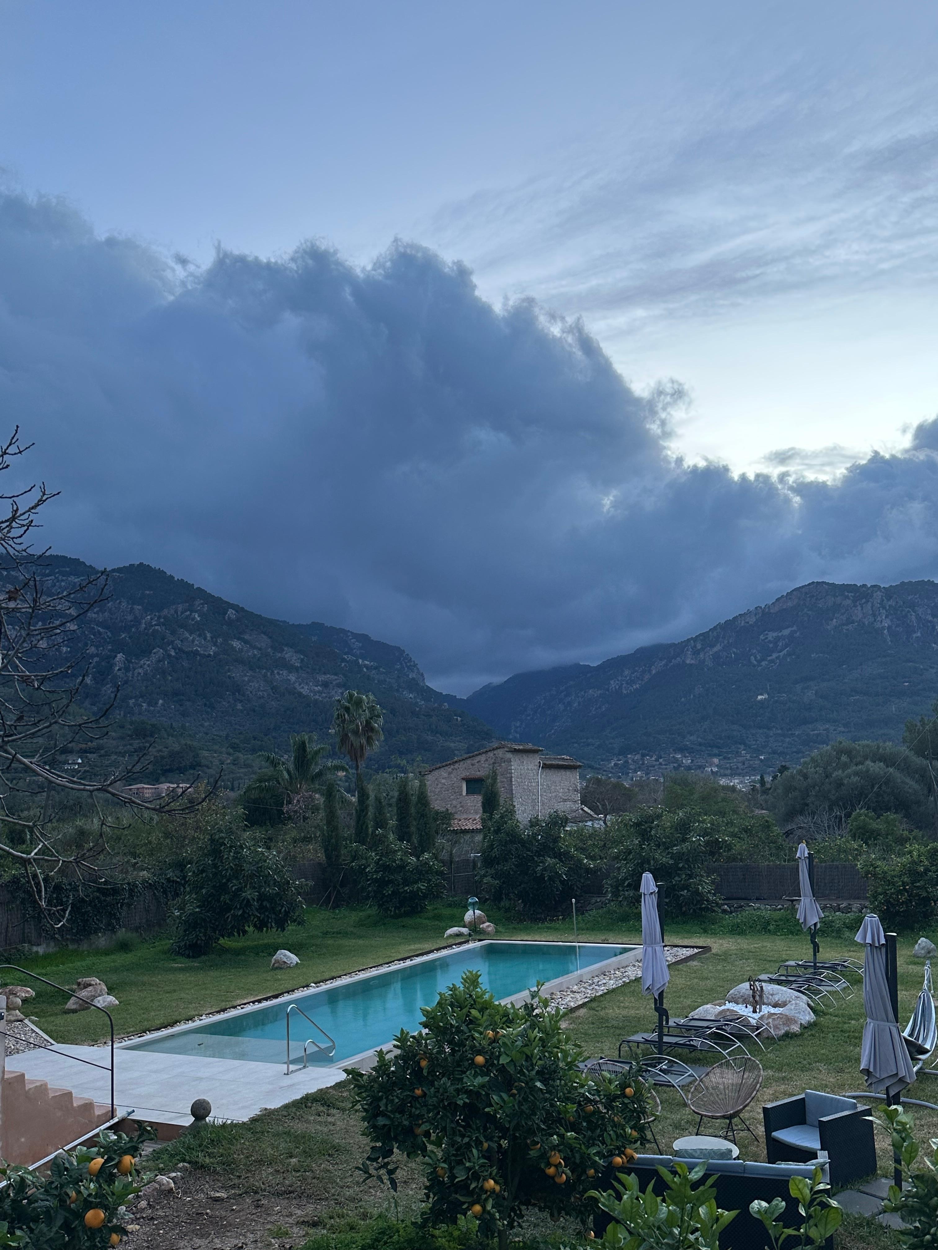 Clouds coming in over the mountain
