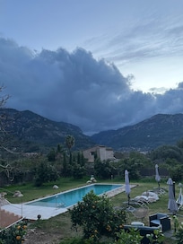 Clouds coming in over the mountain