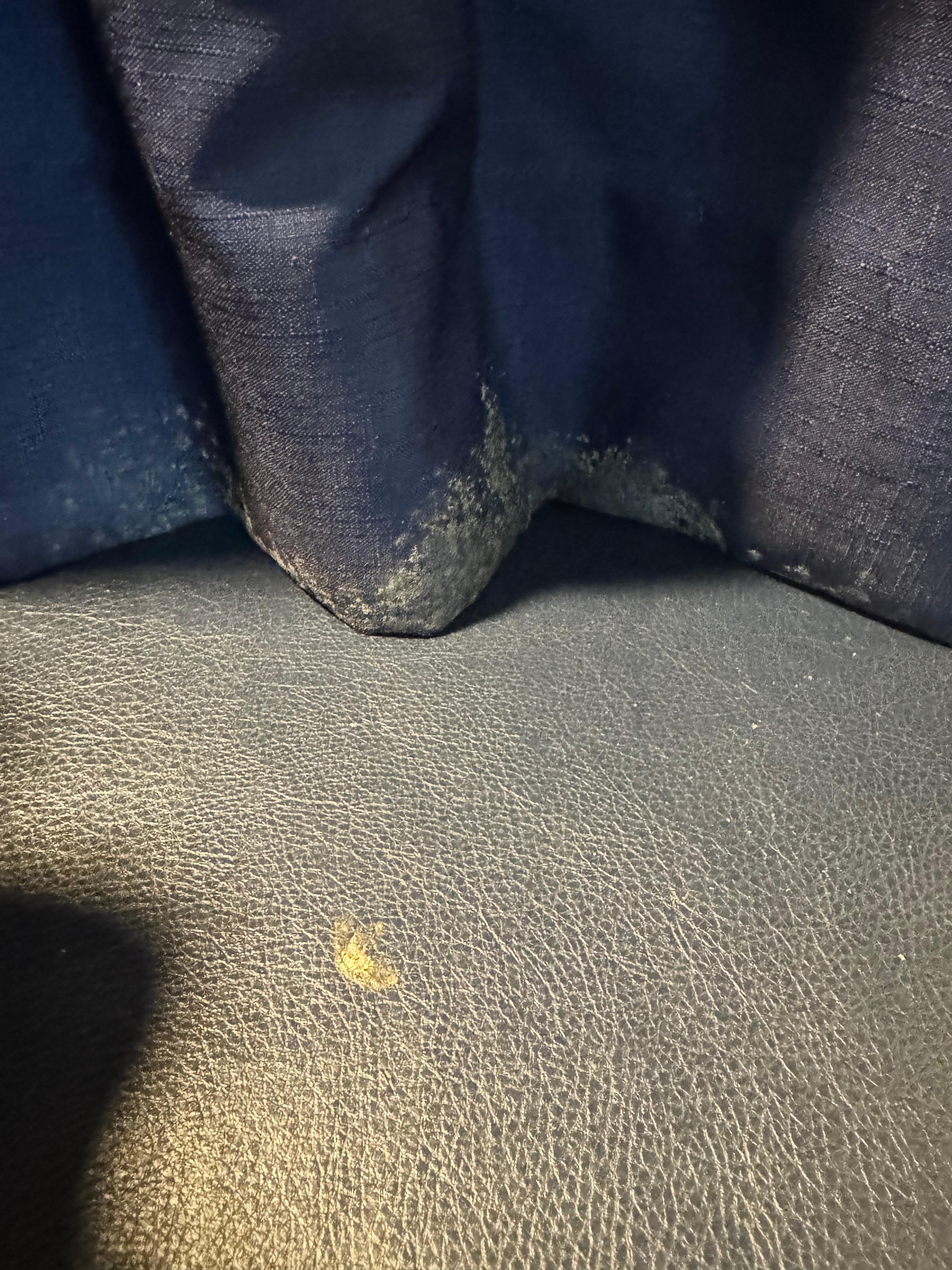 Stains and dust on bench and curtains 